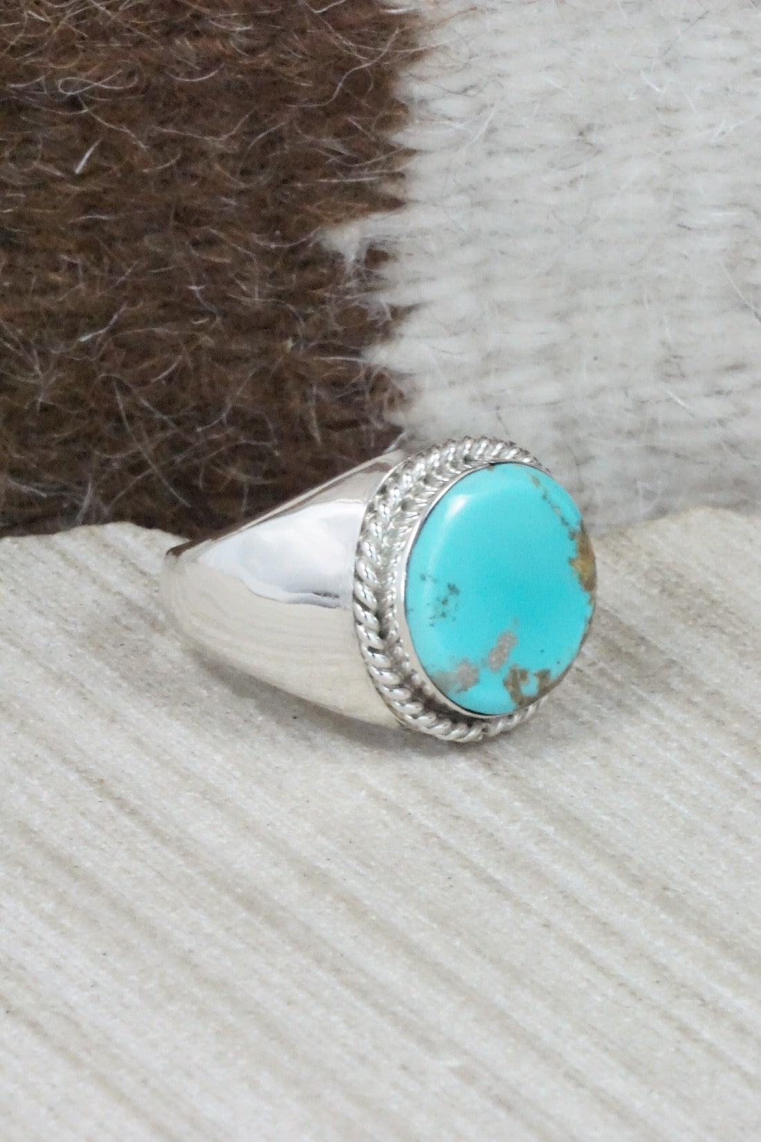 Turquoise & Sterling Silver Ring - Arlen Quetawki Jr. - Size 10