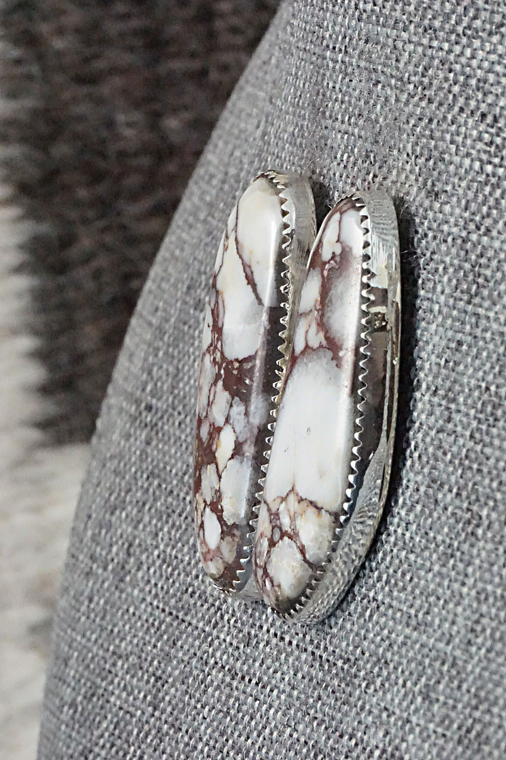 Wild Horse & Sterling Silver Earrings - Leslie Nez