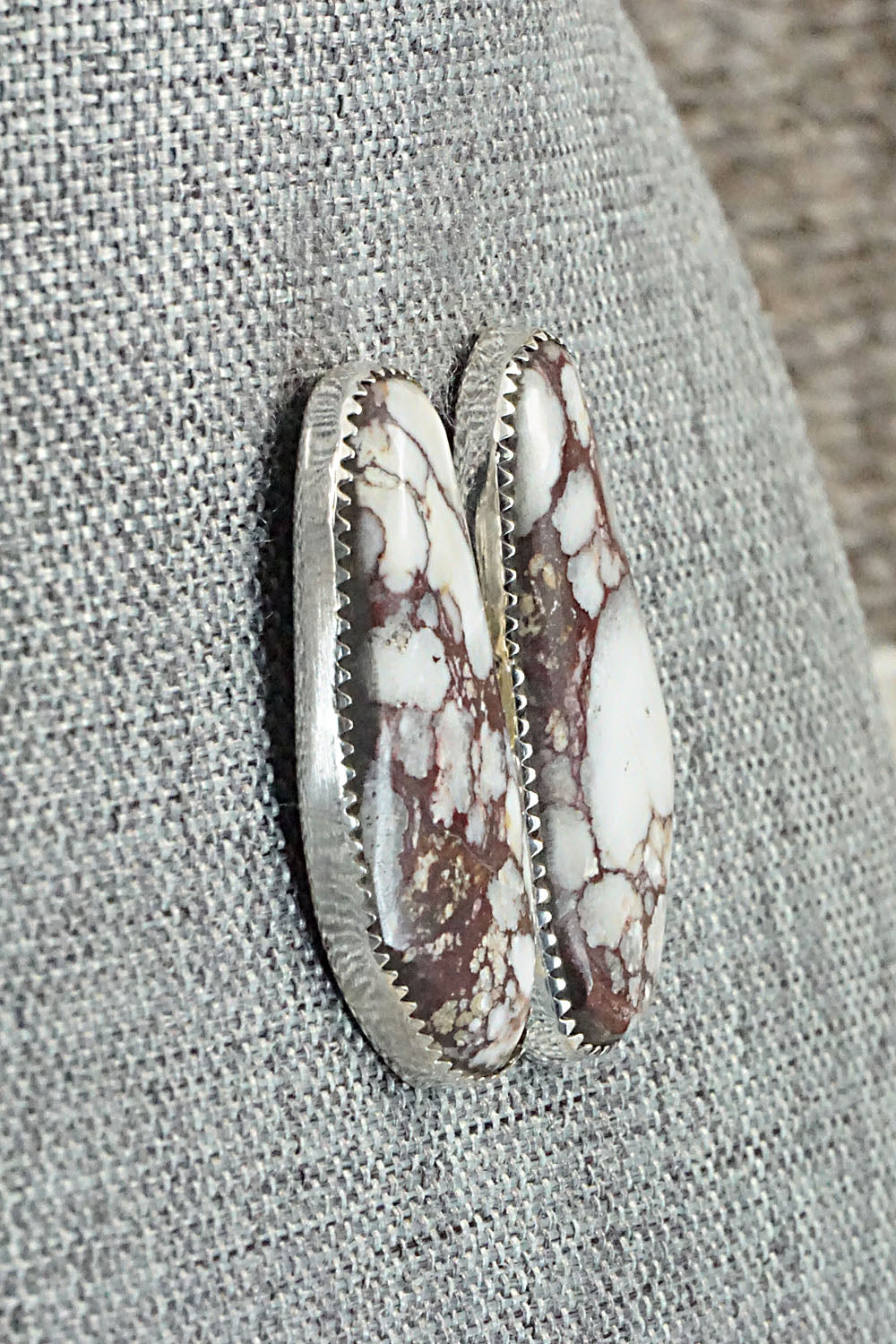 Wild Horse & Sterling Silver Earrings - Leslie Nez