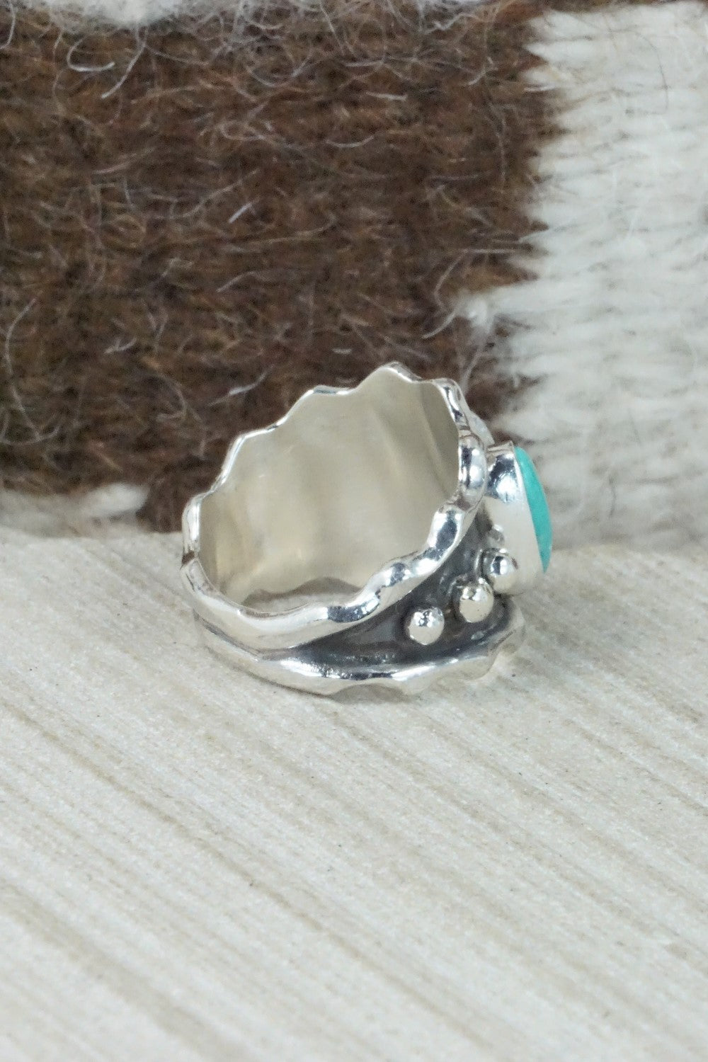 Turquoise & Sterling Silver Ring - Andrew Vandever - Size 7.5