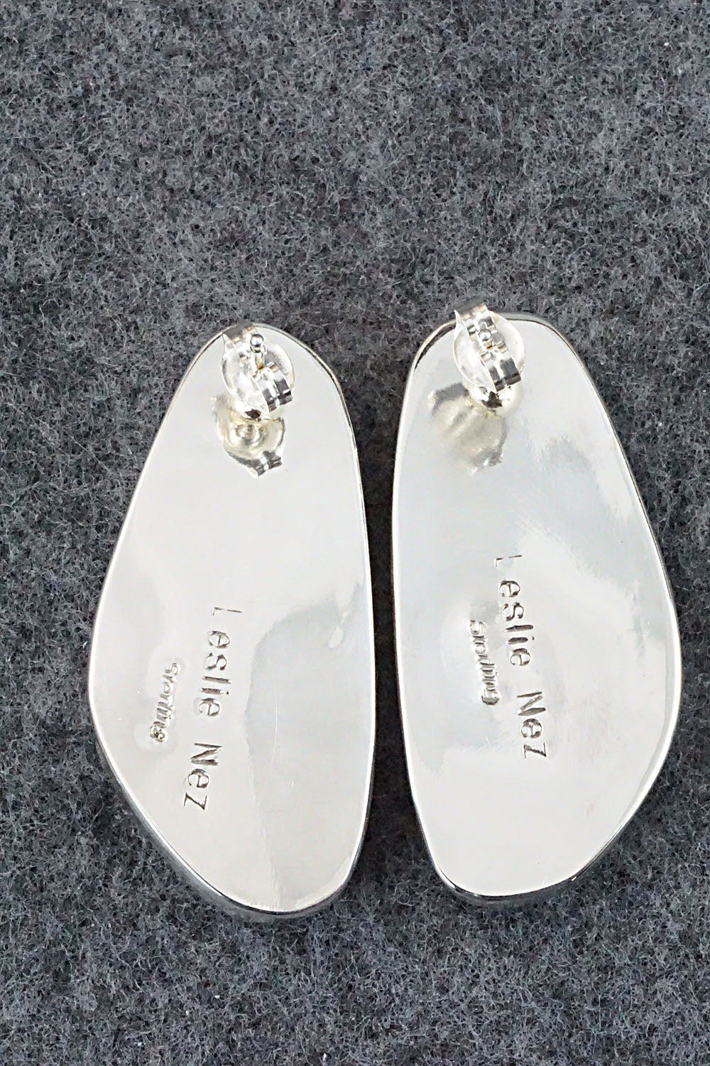 Wild Horse & Sterling Silver Earrings - Leslie Nez