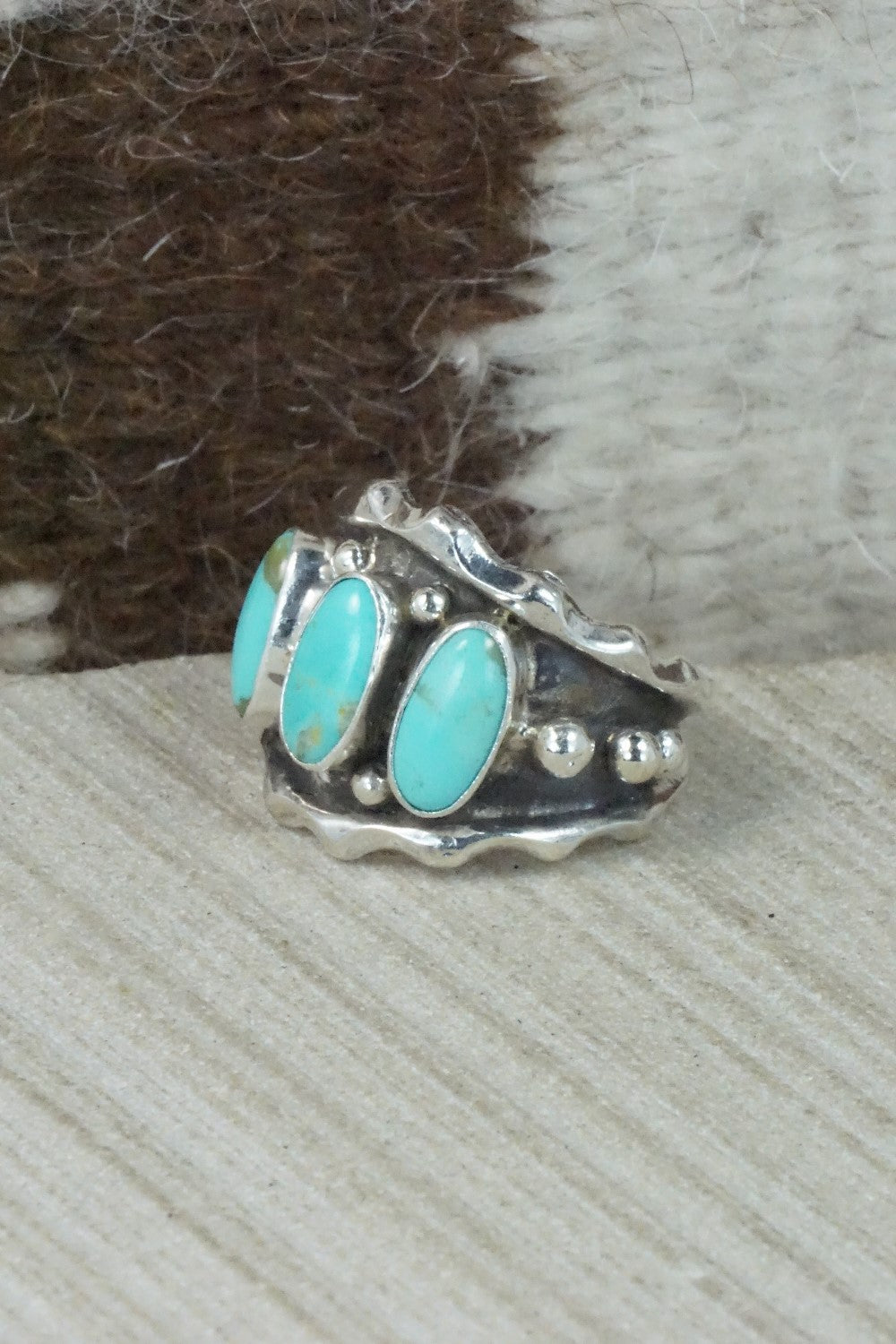 Turquoise & Sterling Silver Ring - Andrew Vandever - Size 7.75