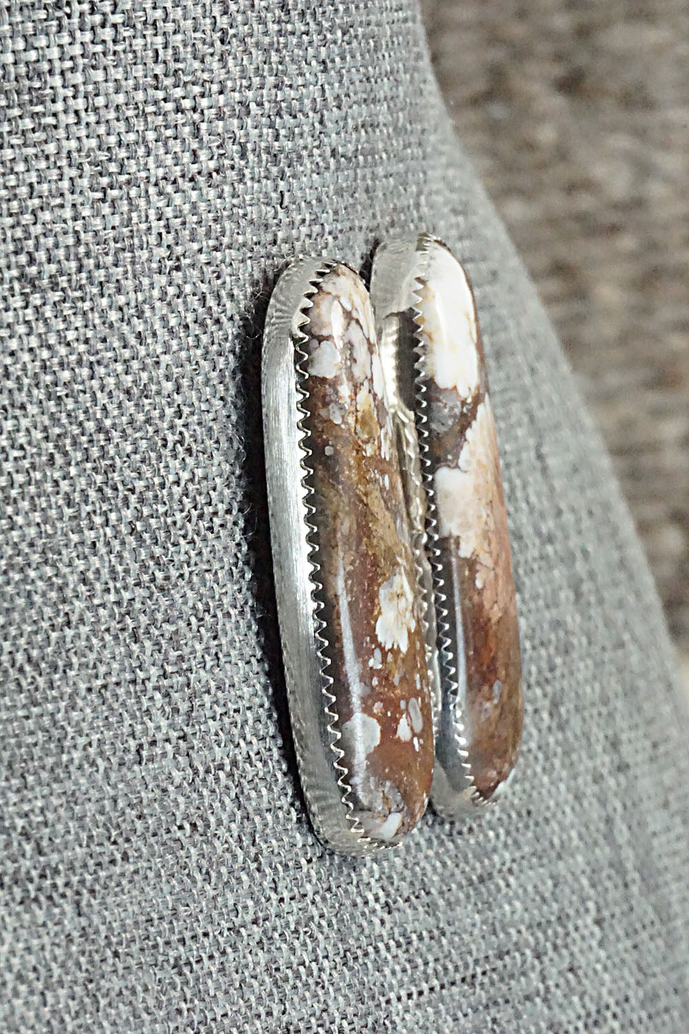 Wild Horse & Sterling Silver Earrings - Leslie Nez