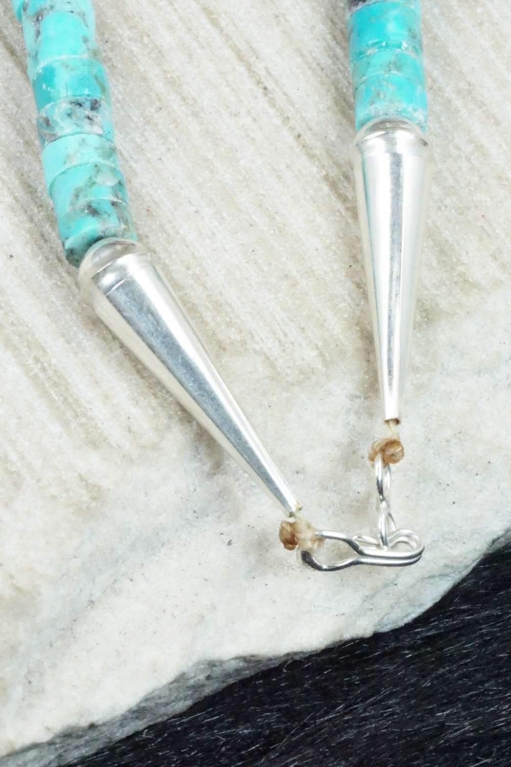 Turquoise, Spiny Oyster & Sterling Silver Necklace - Joann Garcia