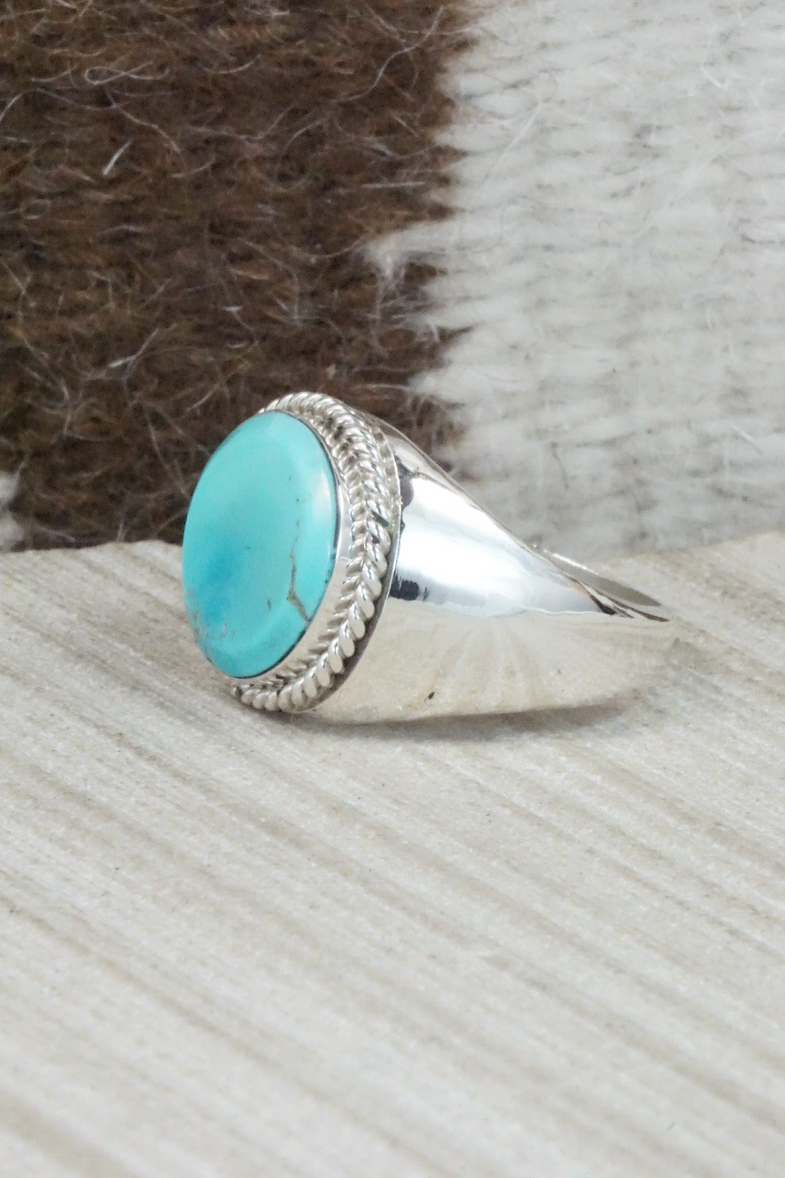 Turquoise & Sterling Silver Ring - Arlen Quetawki Jr. - Size 11.5
