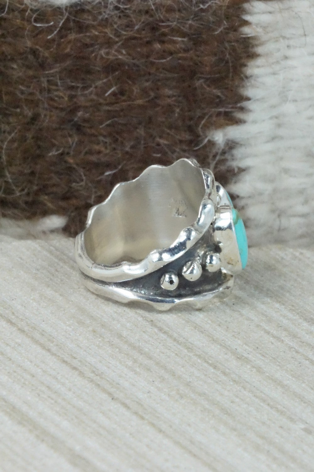 Turquoise & Sterling Silver Ring - Andrew Vandever - Size 7.75