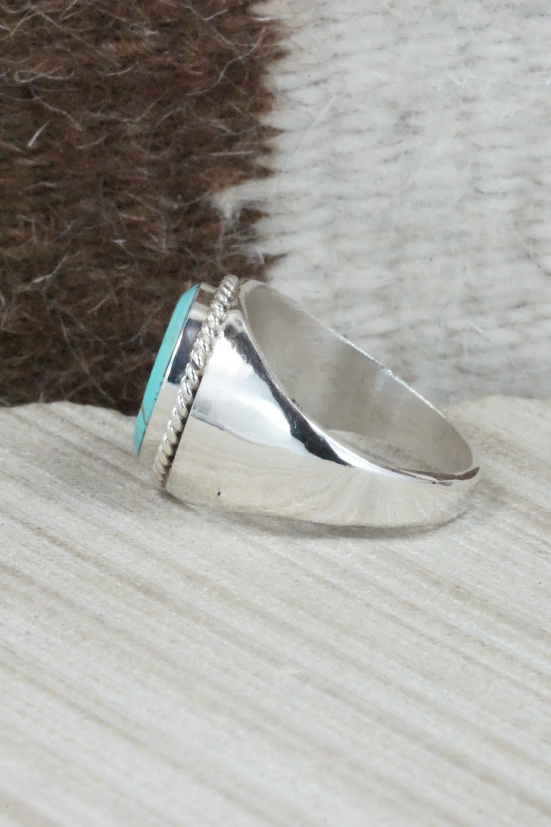 Turquoise & Sterling Silver Ring - Arlen Quetawki Jr. - Size 11.5