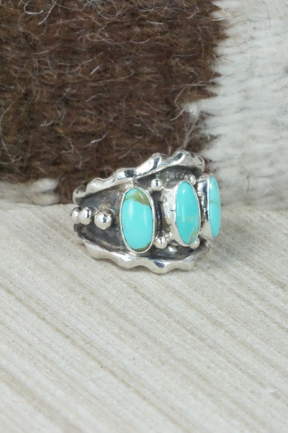 Turquoise & Sterling Silver Ring - Andrew Vandever - Size 7.75