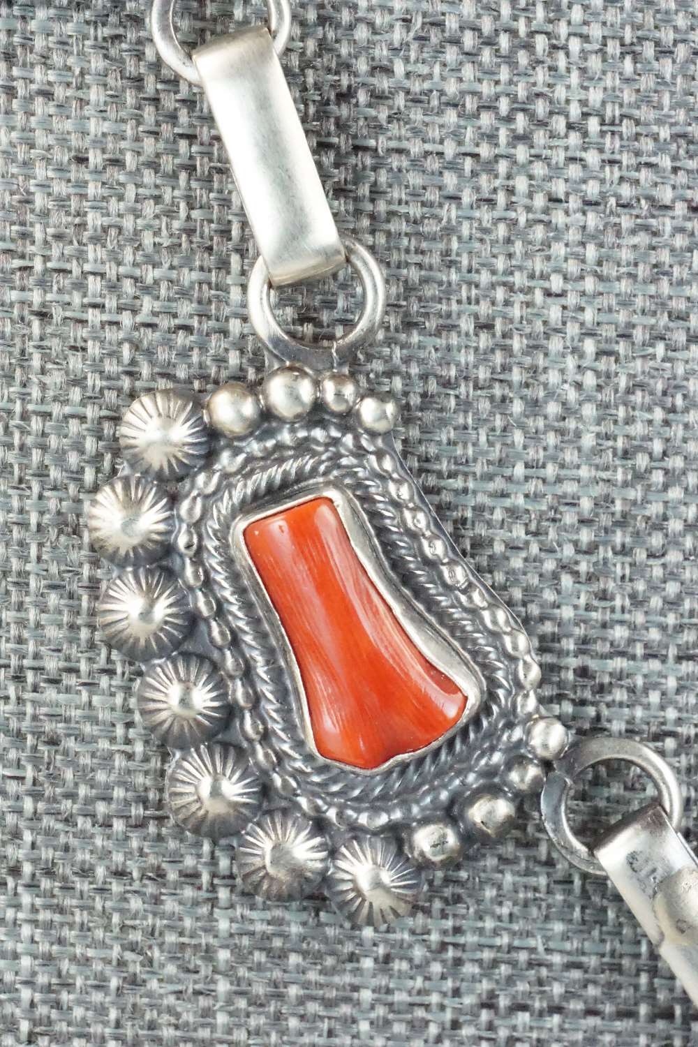 Turquoise, Coral & Sterling Silver Necklace and Earrings - Tom Lewis