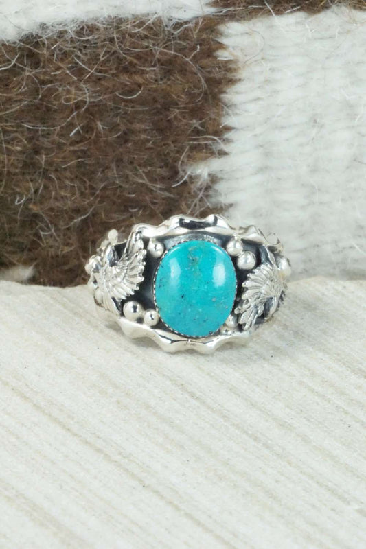 Turquoise and Sterling Silver Ring - Navajo - Size 11.5