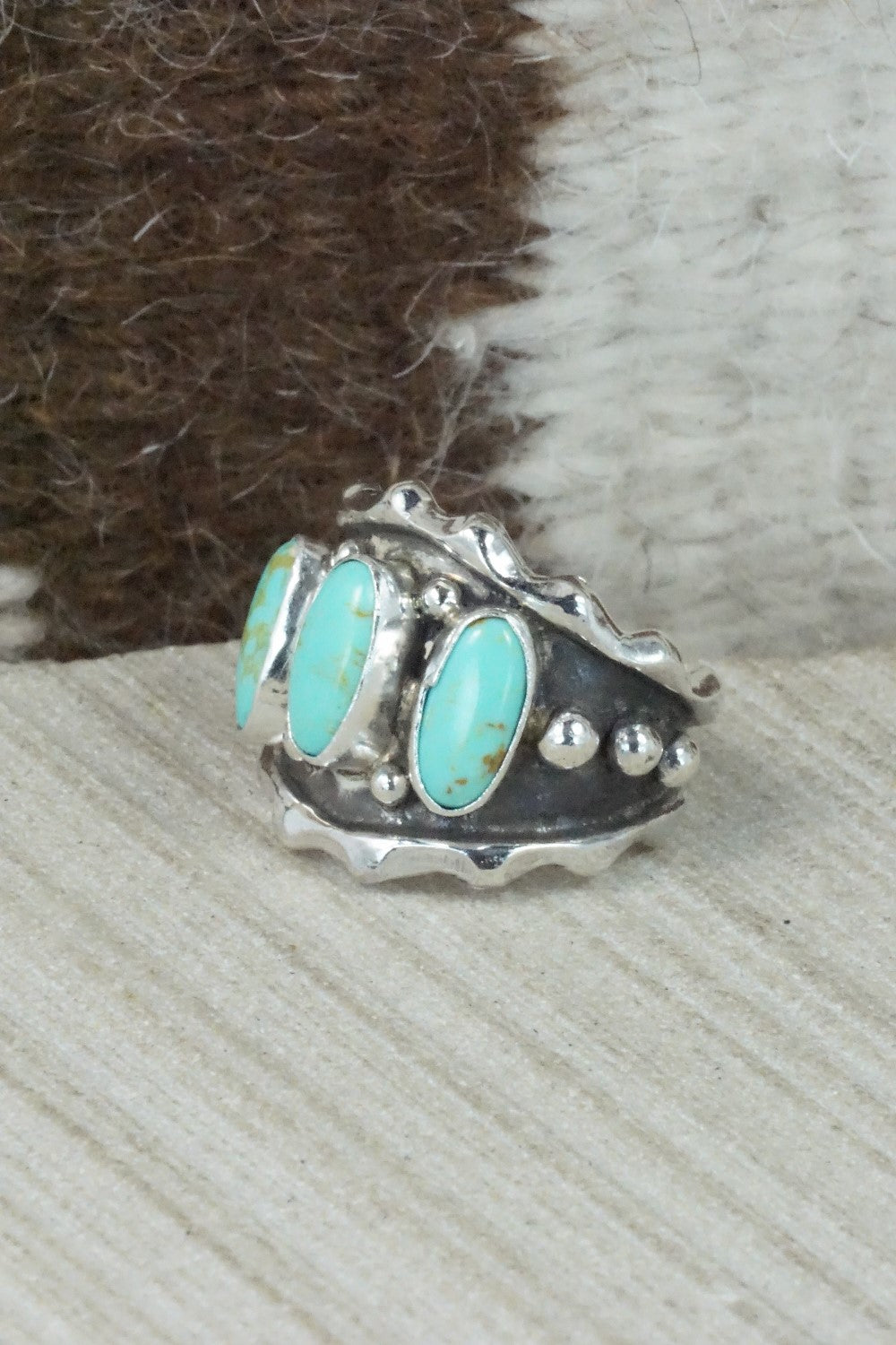Turquoise & Sterling Silver Ring - Andrew Vandever - Size 7.75