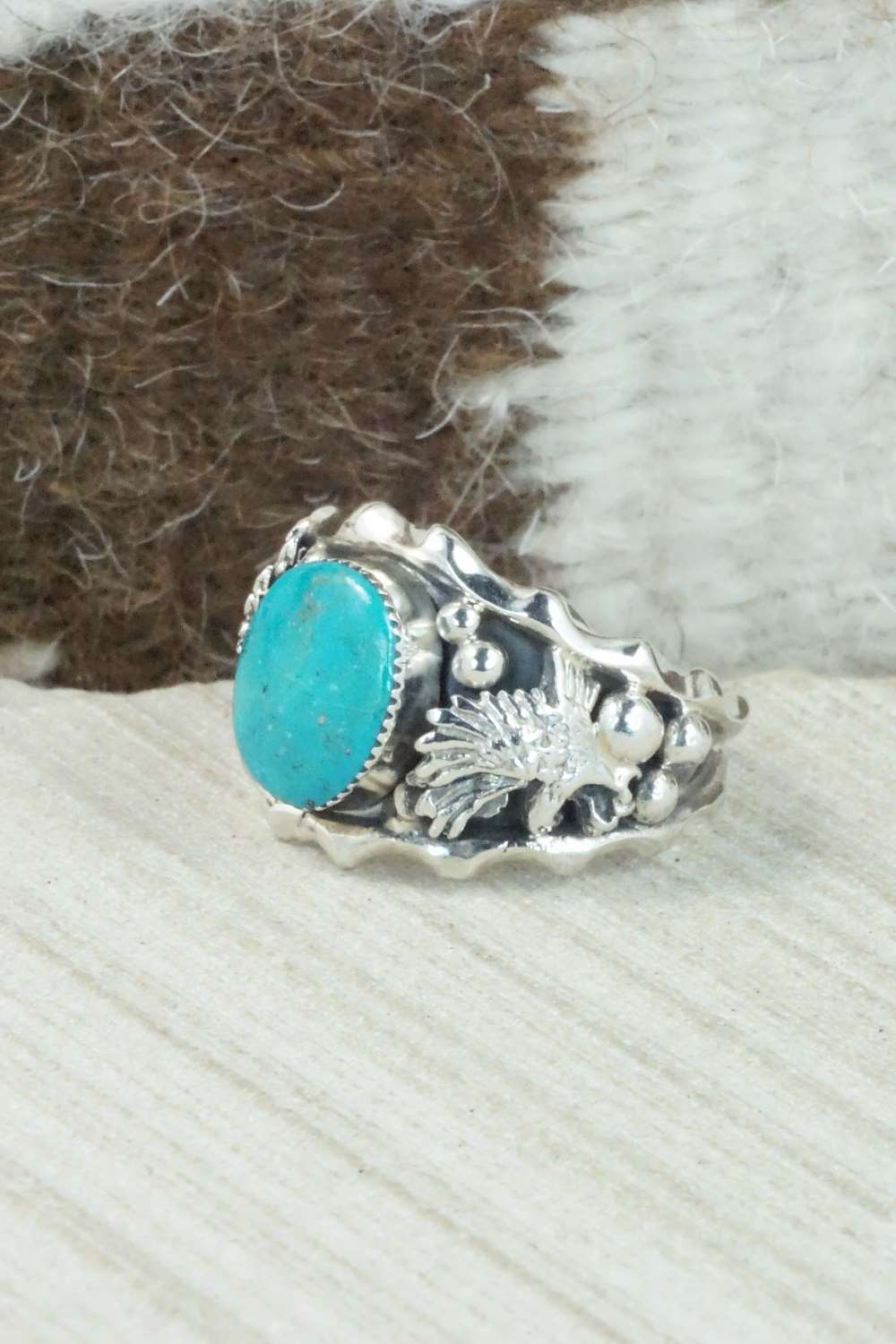 Turquoise and Sterling Silver Ring - Navajo - Size 11.5