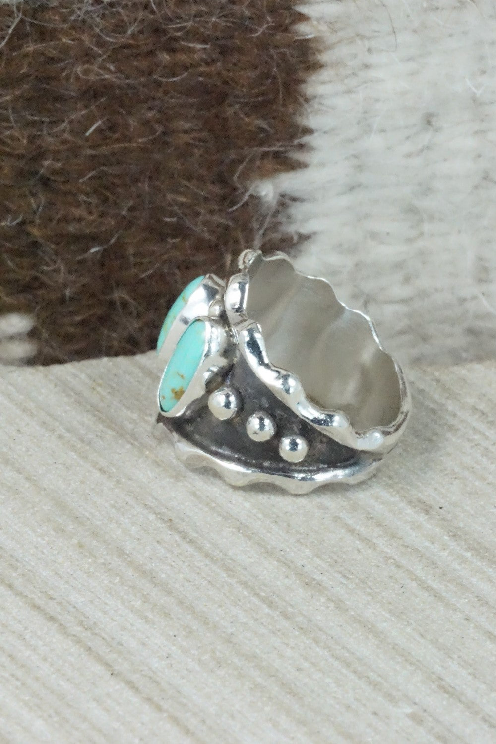 Turquoise & Sterling Silver Ring - Andrew Vandever - Size 7.75