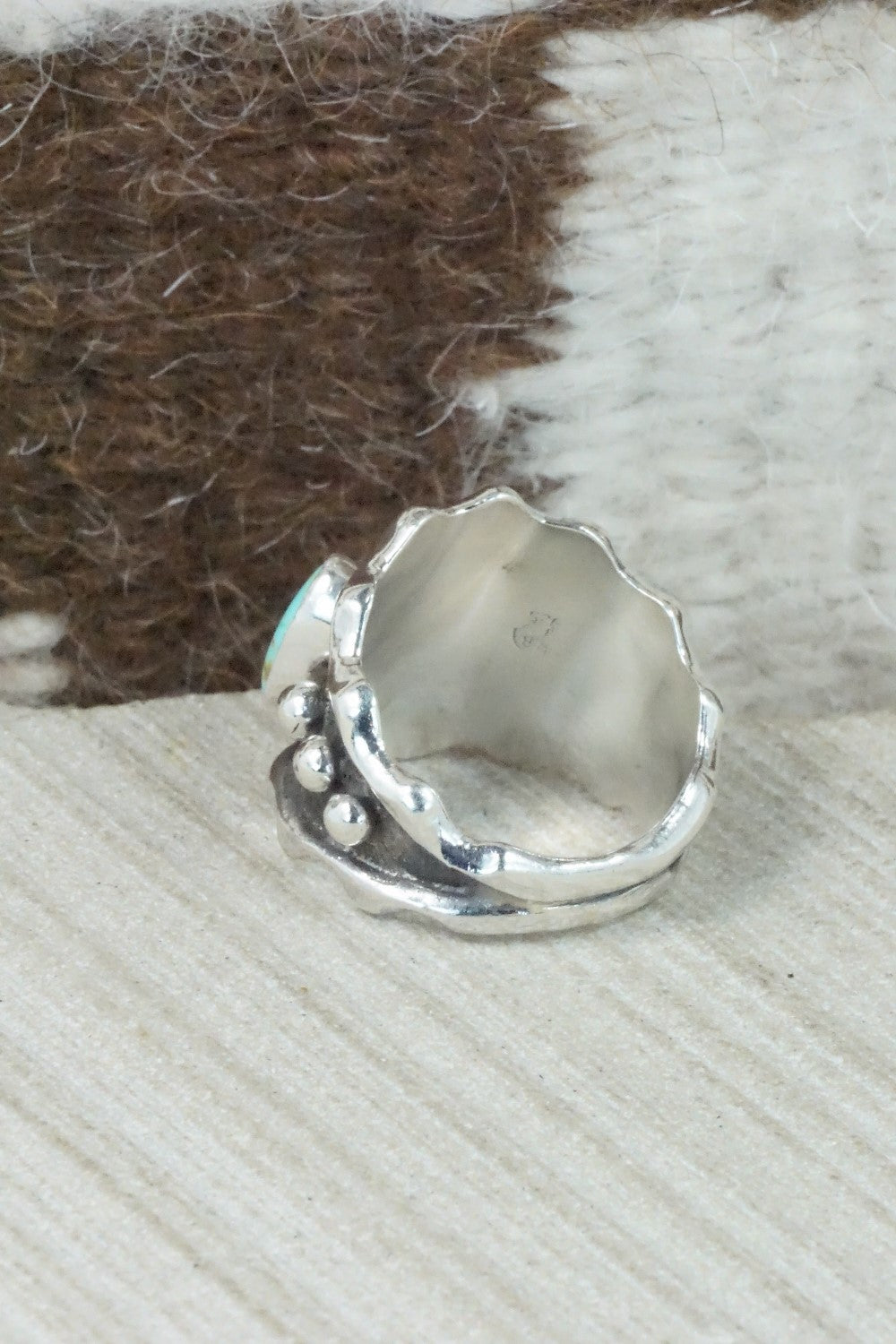 Turquoise & Sterling Silver Ring - Andrew Vandever - Size 7.75
