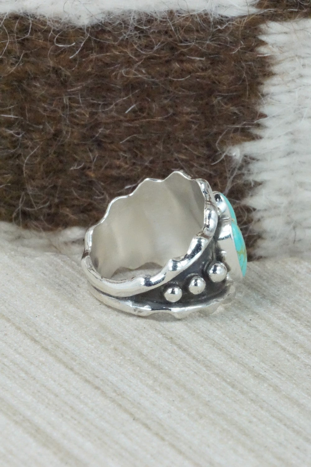 Turquoise & Sterling Silver Ring - Andrew Vandever - Size 7.75