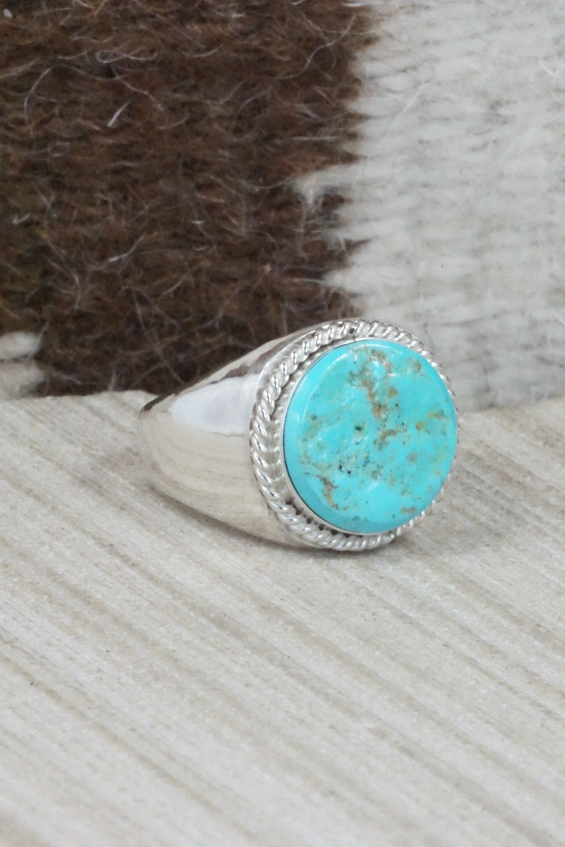 Turquoise & Sterling Silver Ring - Arlen Quetawki Jr. - Size 11.25