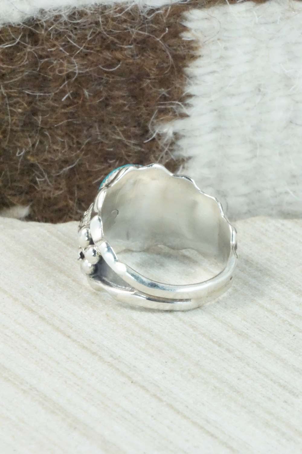 Turquoise and Sterling Silver Ring - Navajo - Size 11.5