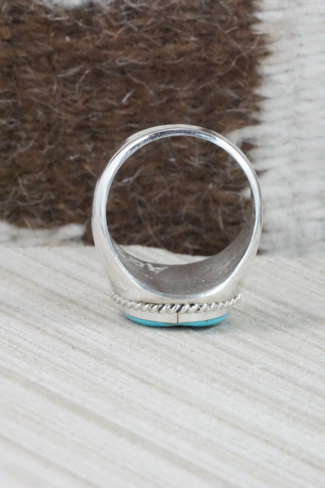 Turquoise & Sterling Silver Ring - Arlen Quetawki Jr. - Size 11.25