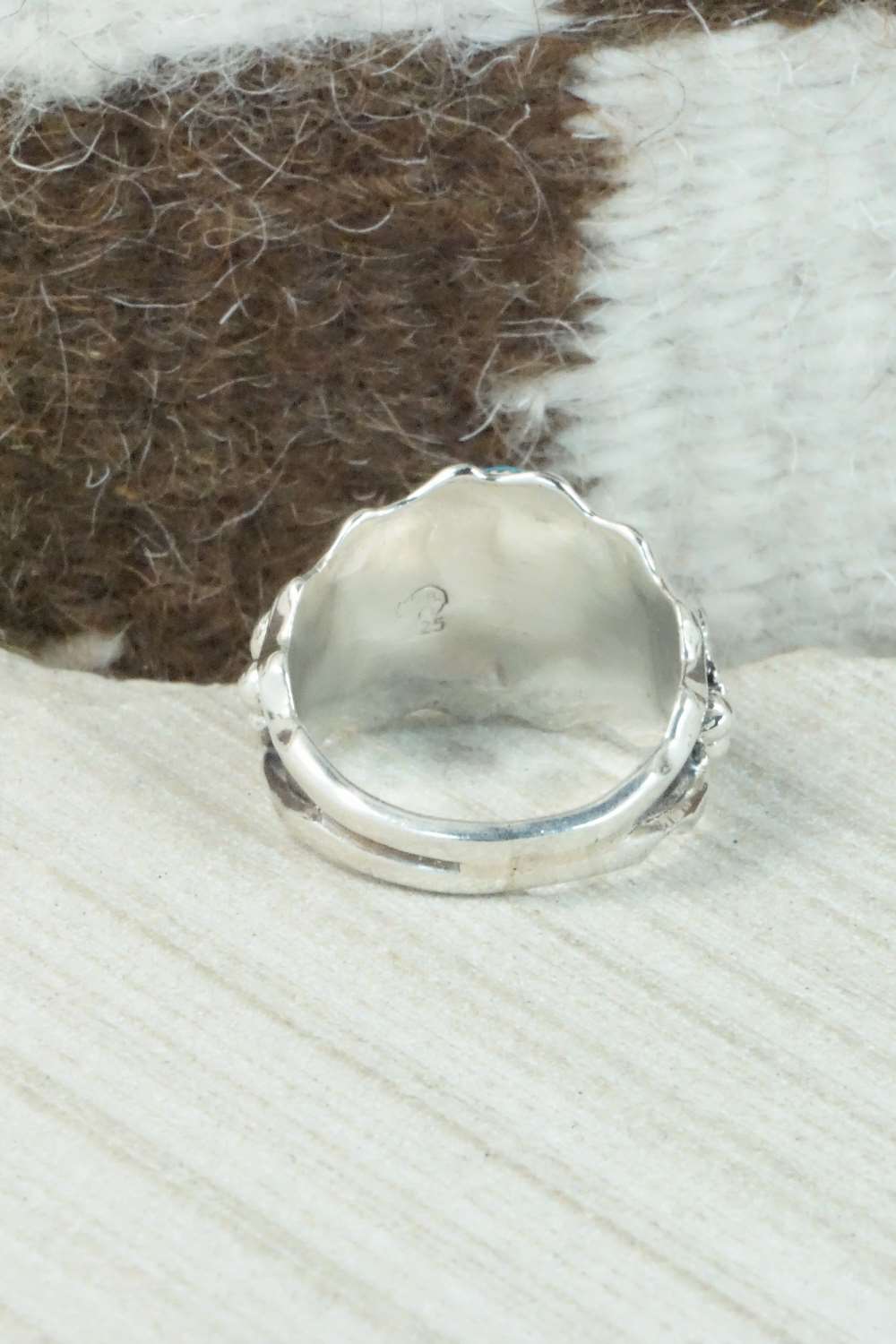 Turquoise and Sterling Silver Ring - Navajo - Size 11.5