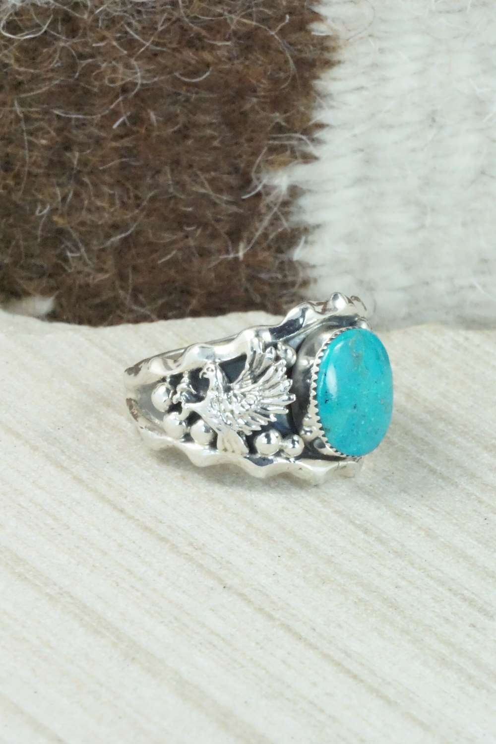 Turquoise and Sterling Silver Ring - Navajo - Size 11.5