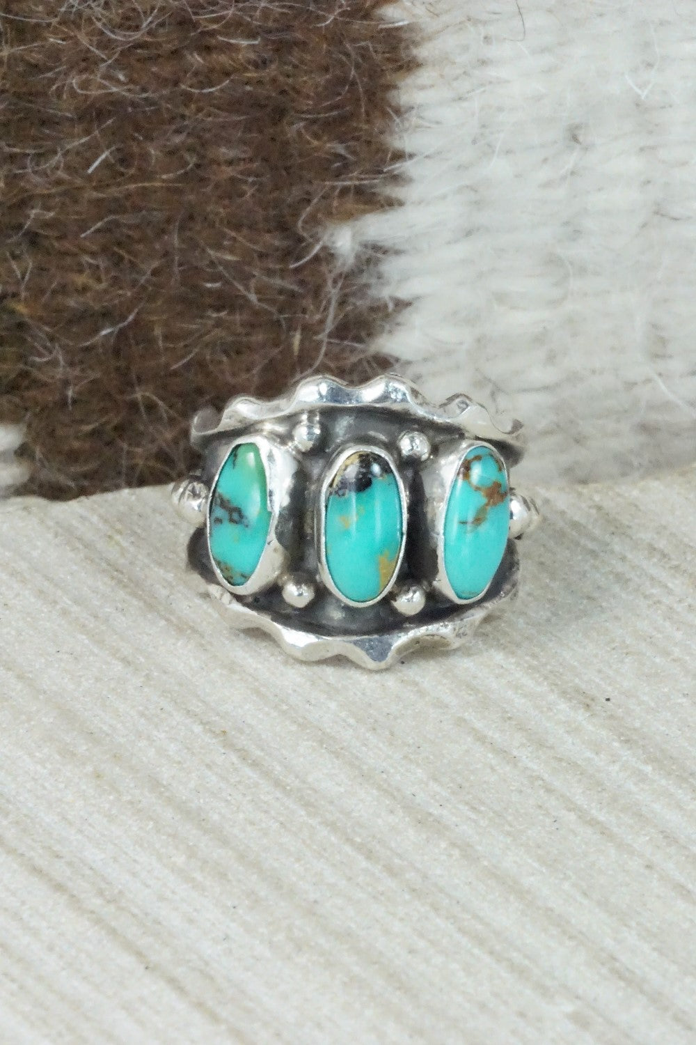 Turquoise & Sterling Silver Ring - Andrew Vandever - Size 8.75