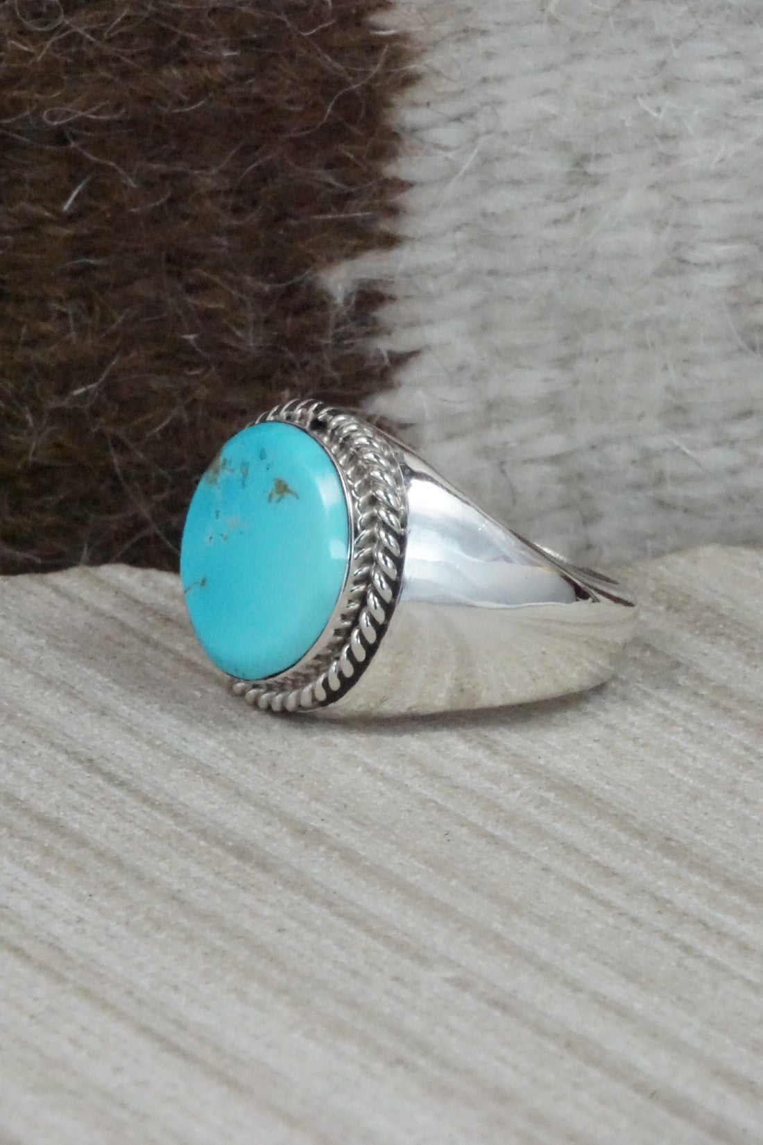 Turquoise & Sterling Silver Ring - Arlen Quetawki Jr. - Size 10.5
