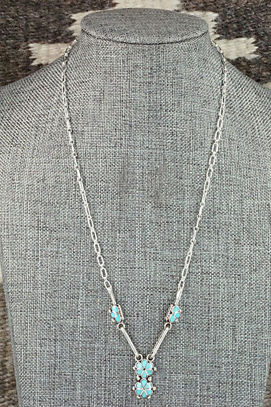 Turquoise & Sterling Silver Inlay Necklace - Bernadette Hattie