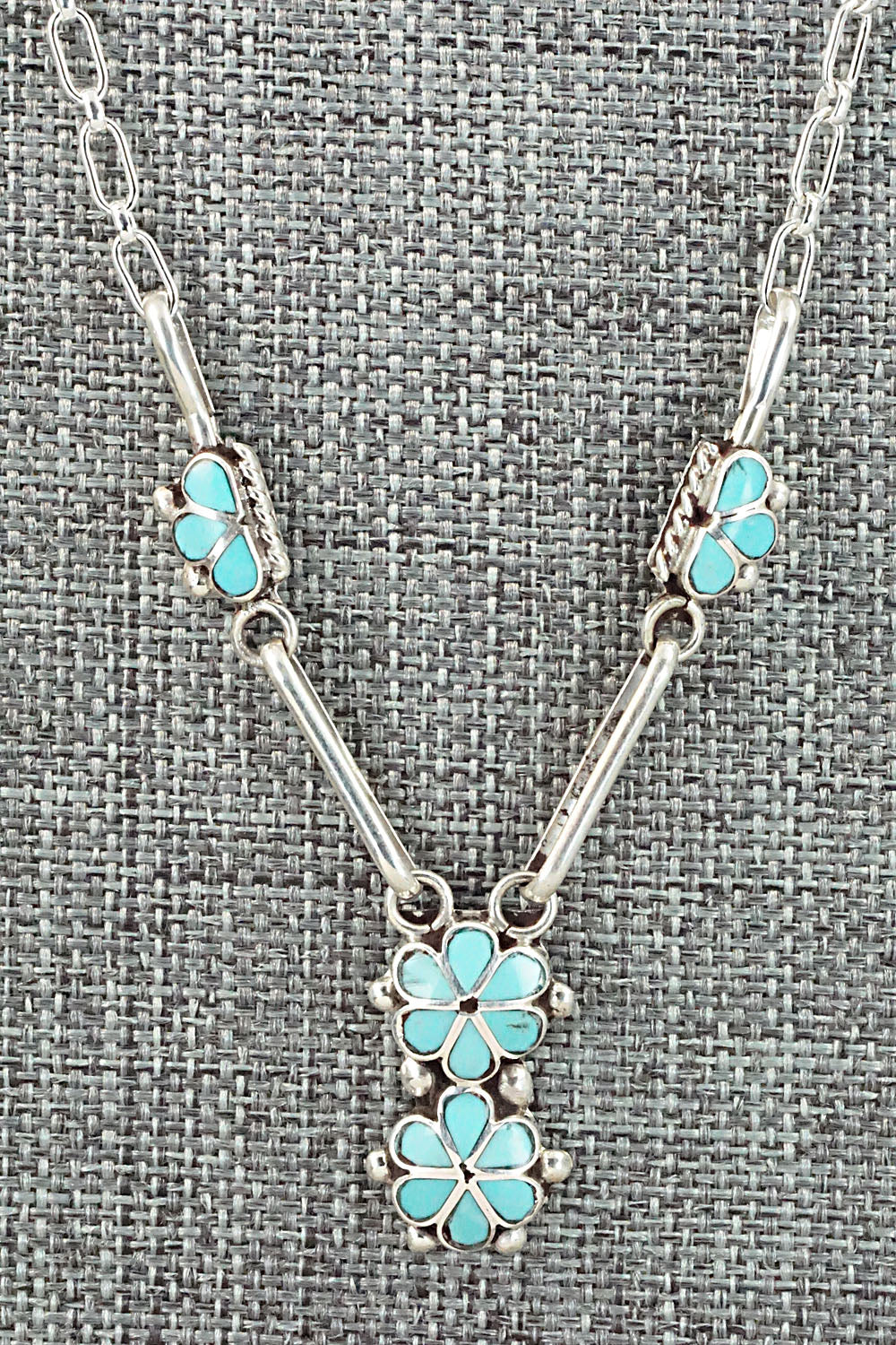 Turquoise & Sterling Silver Inlay Necklace - Bernadette Hattie