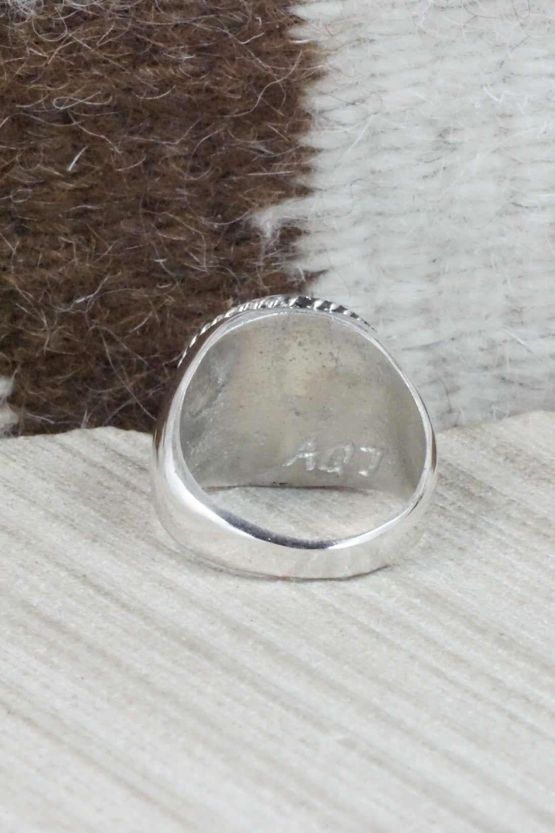 Turquoise & Sterling Silver Ring - Arlen Quetawki Jr. - Size 10.5
