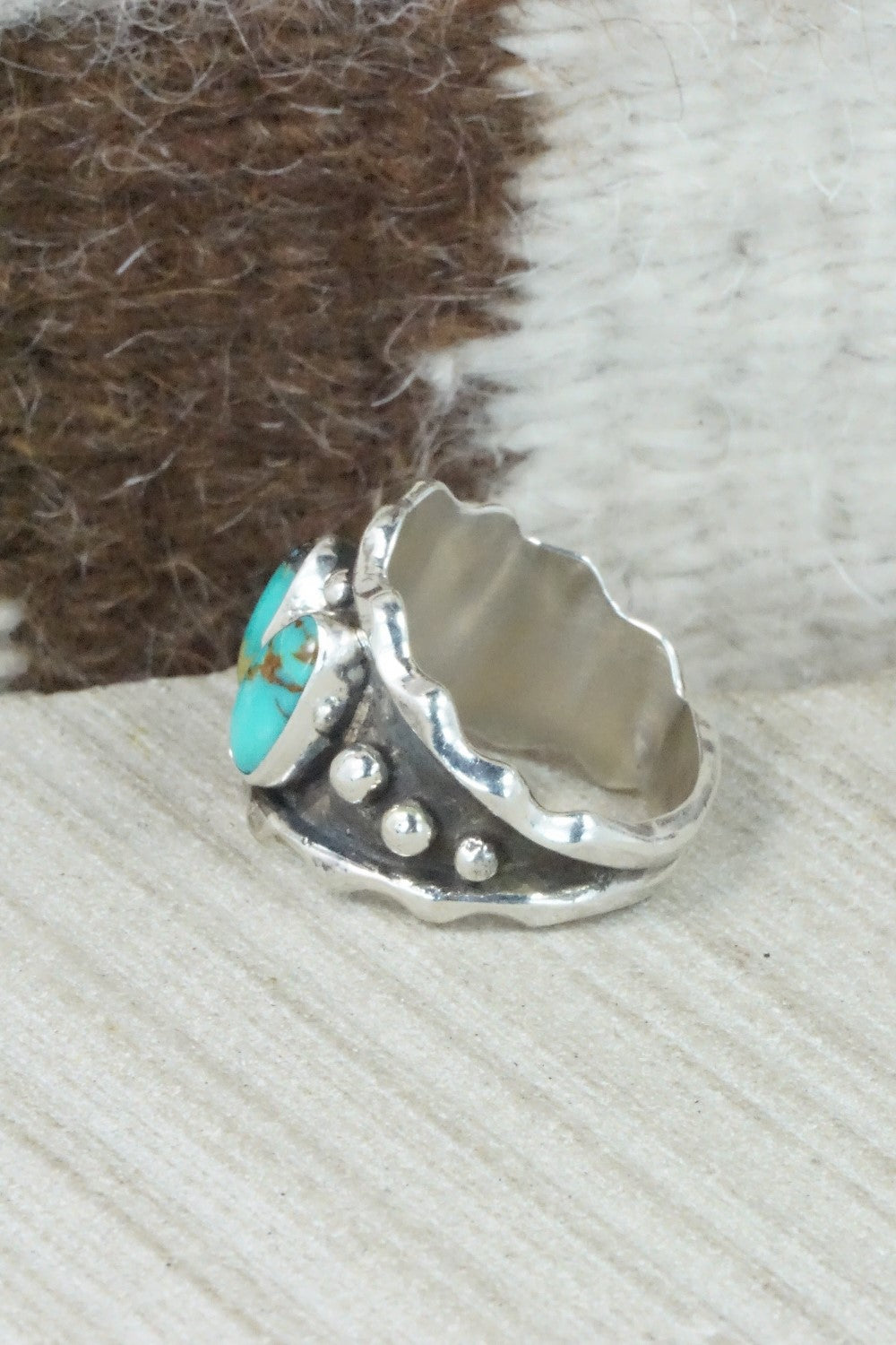 Turquoise & Sterling Silver Ring - Andrew Vandever - Size 8.75