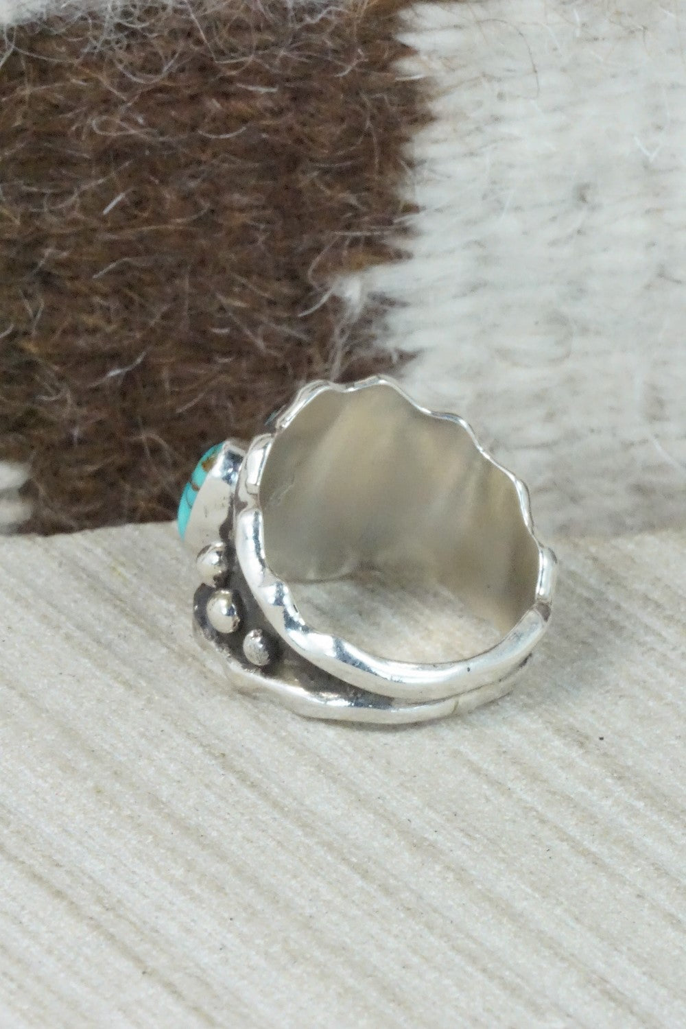 Turquoise & Sterling Silver Ring - Andrew Vandever - Size 8.75