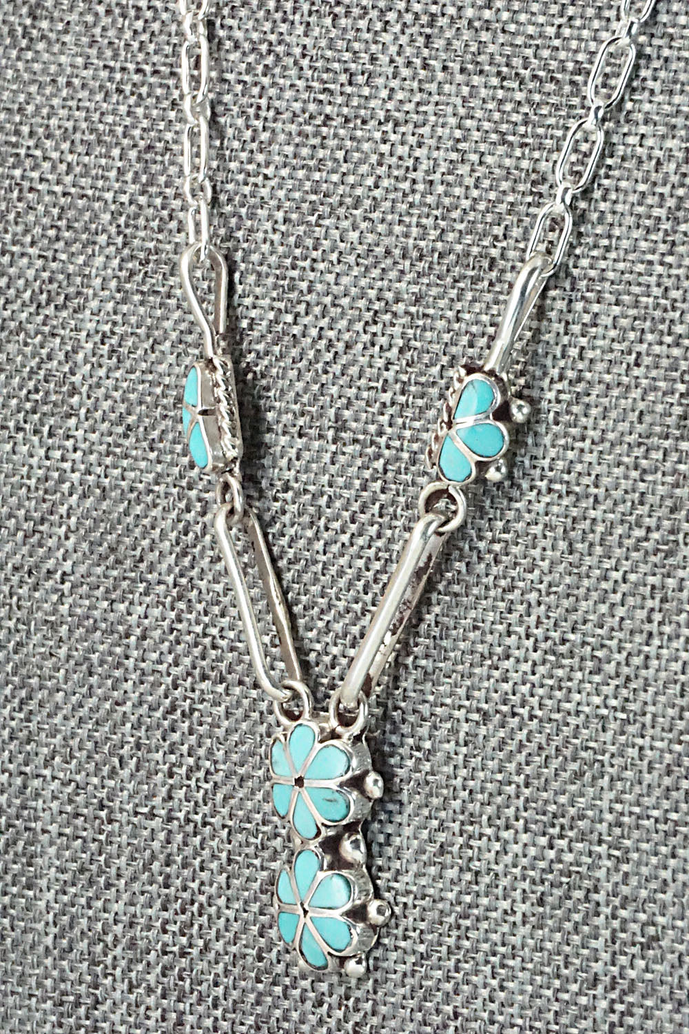 Turquoise & Sterling Silver Inlay Necklace - Bernadette Hattie