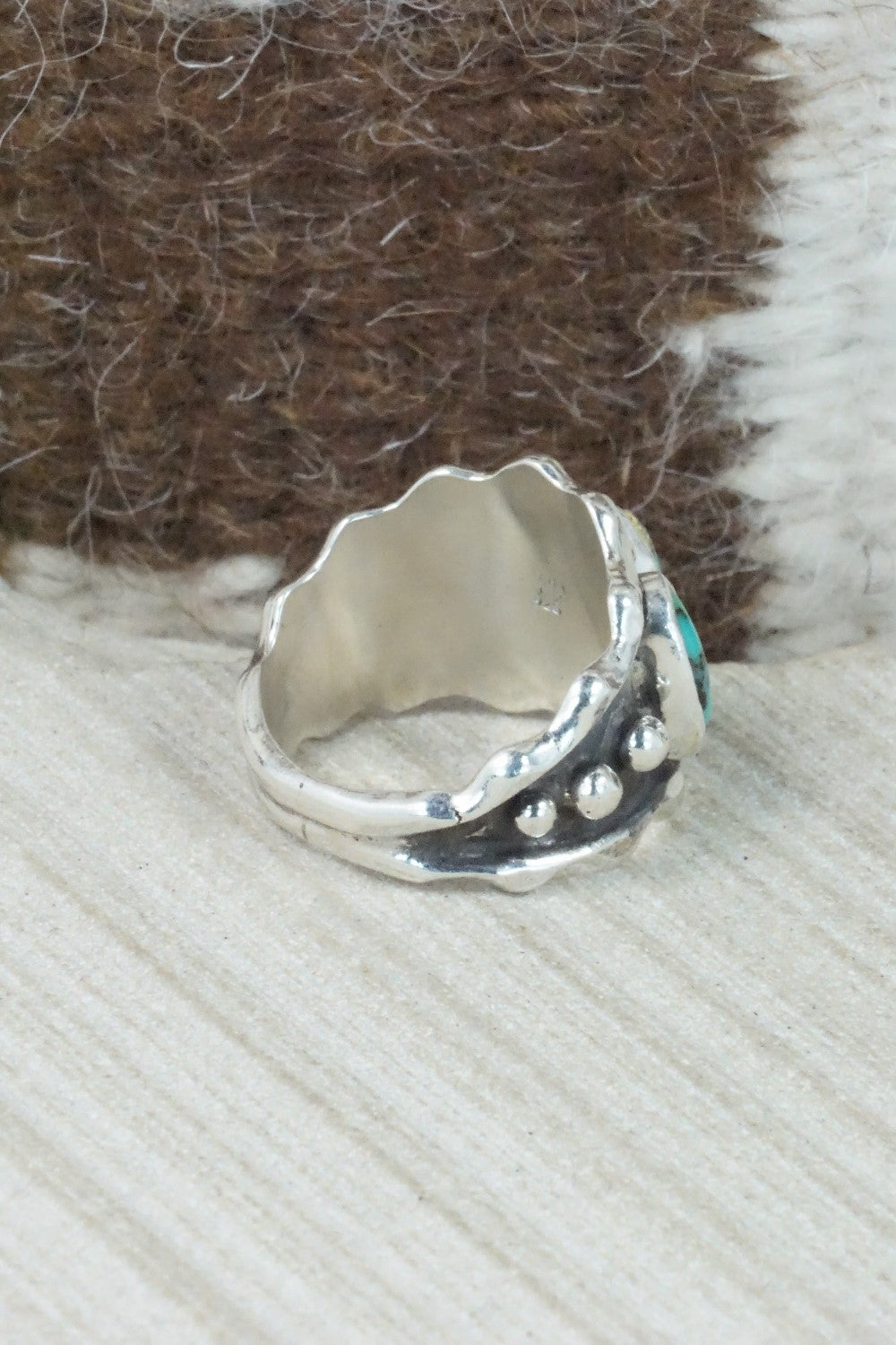 Turquoise & Sterling Silver Ring - Andrew Vandever - Size 8.75