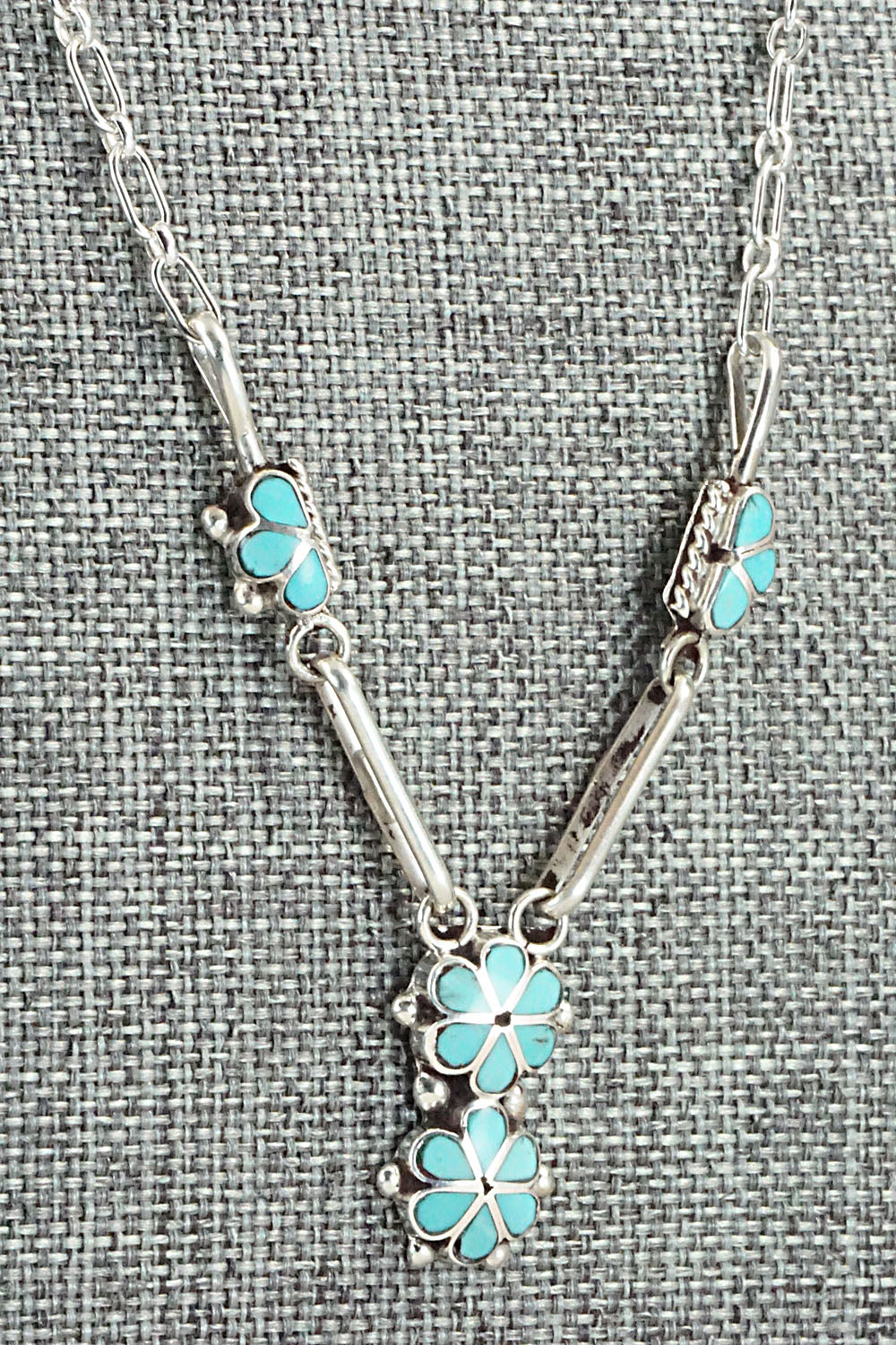 Turquoise & Sterling Silver Inlay Necklace - Bernadette Hattie