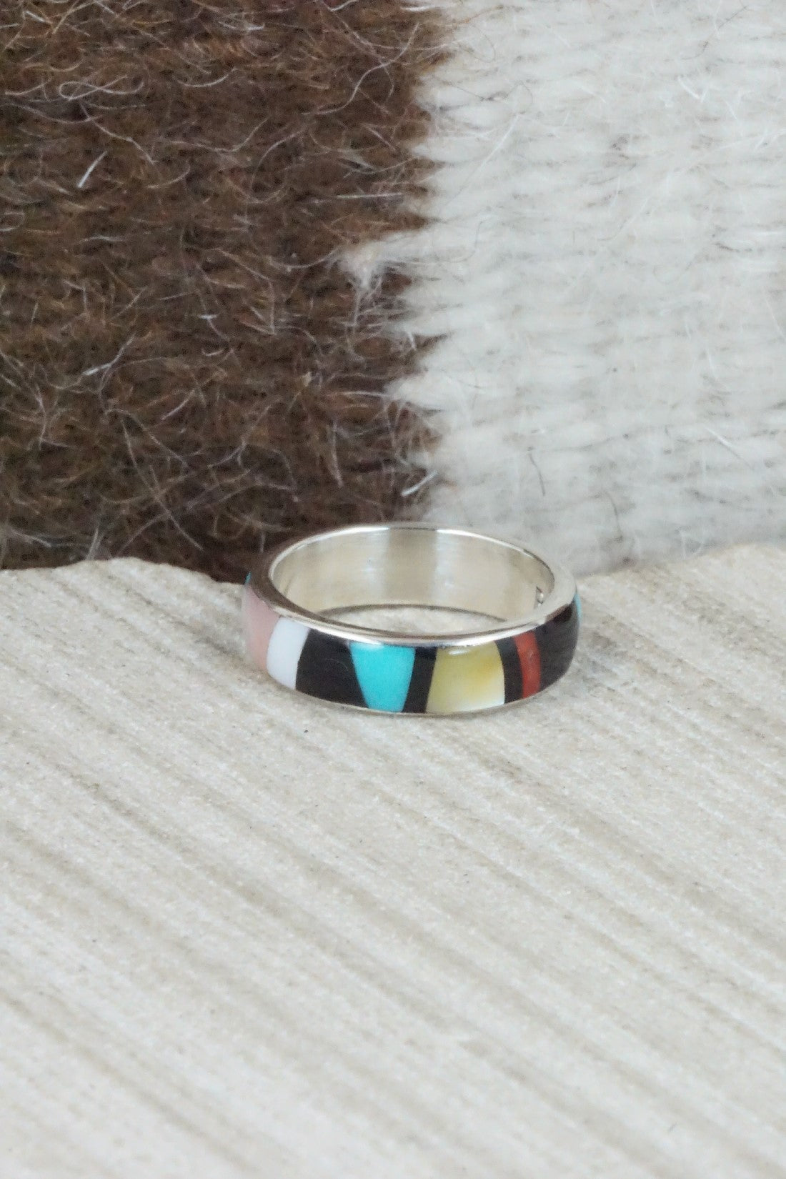 Multi Stone & Sterling Silver Ring - Rose Ukestine - Size 5.5