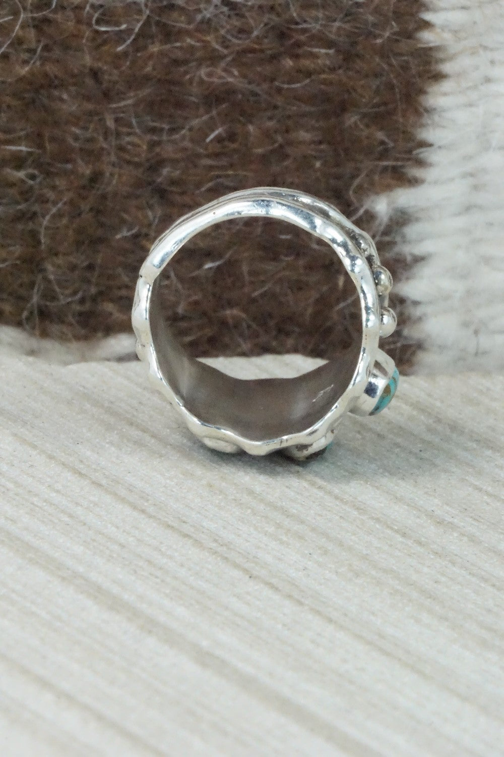 Turquoise & Sterling Silver Ring - Andrew Vandever - Size 8.75