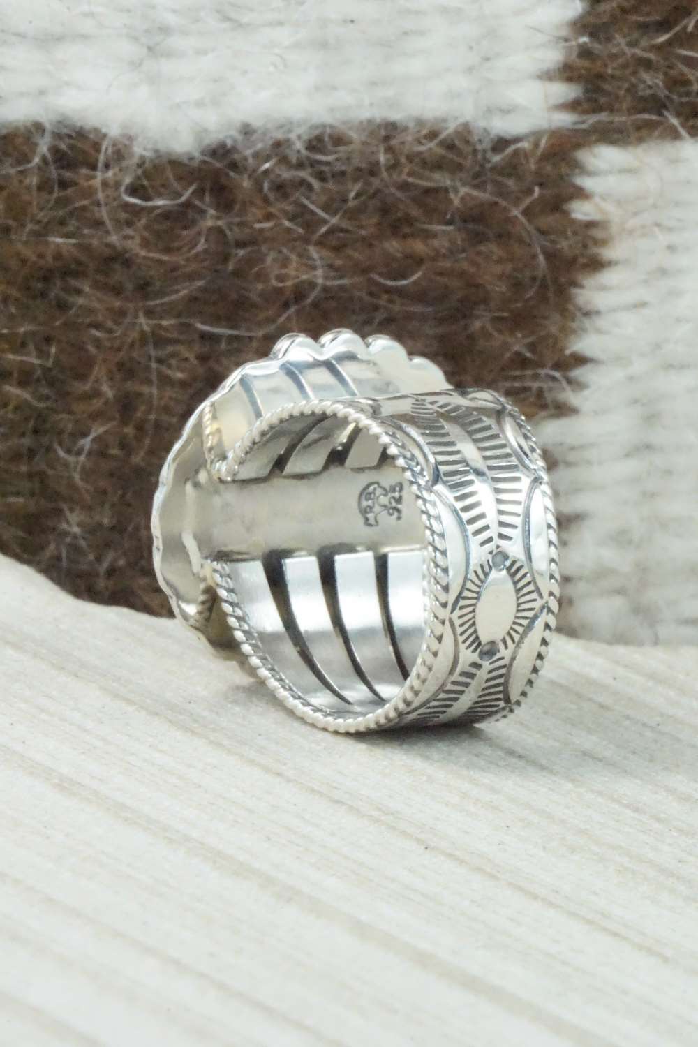 Turquoise and Sterling Silver Ring - Navajo - Size 9.5