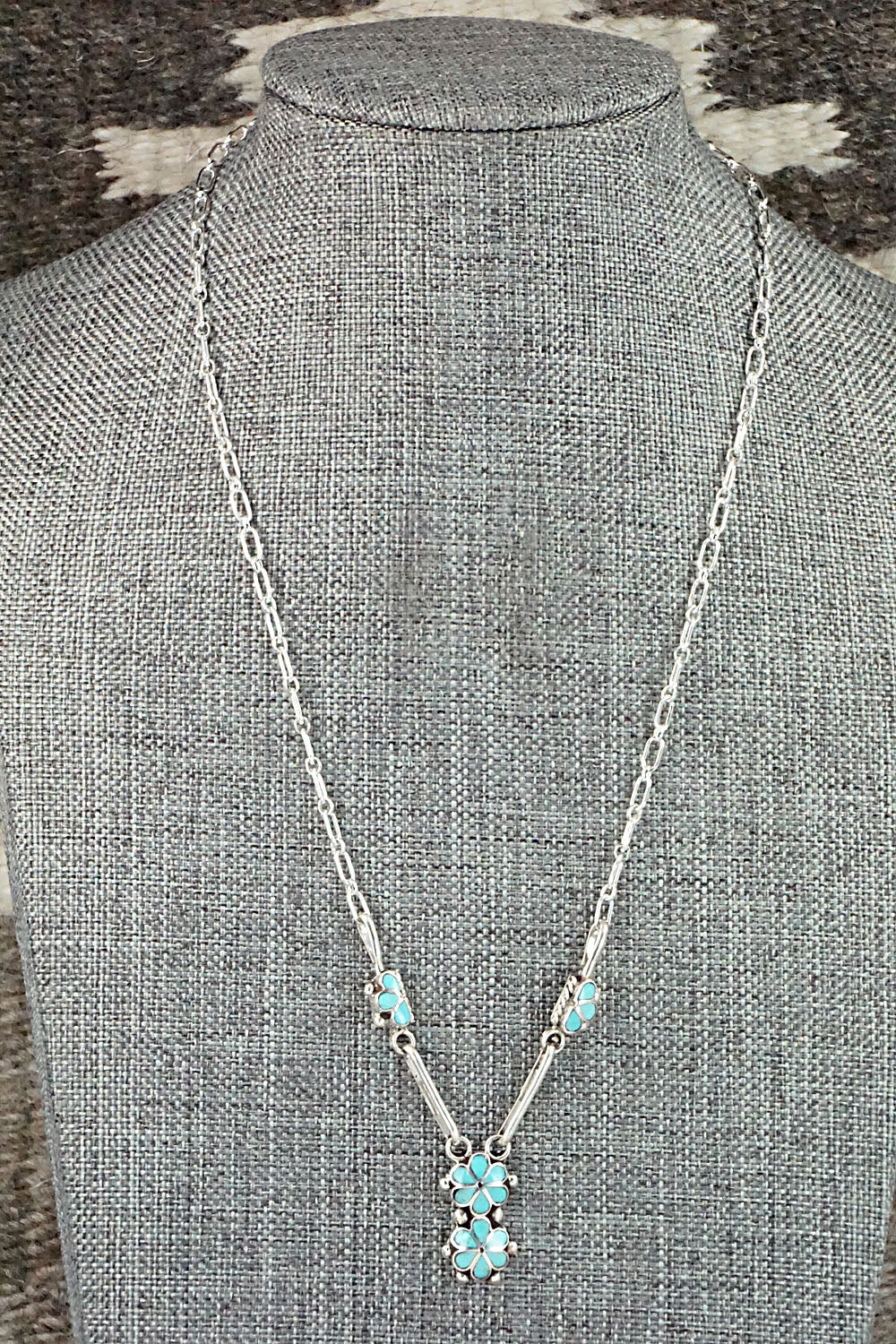 Turquoise & Sterling Silver Inlay Necklace - Bernadette Hattie