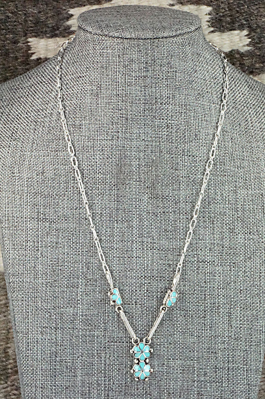 Turquoise & Sterling Silver Inlay Necklace - Bernadette Hattie
