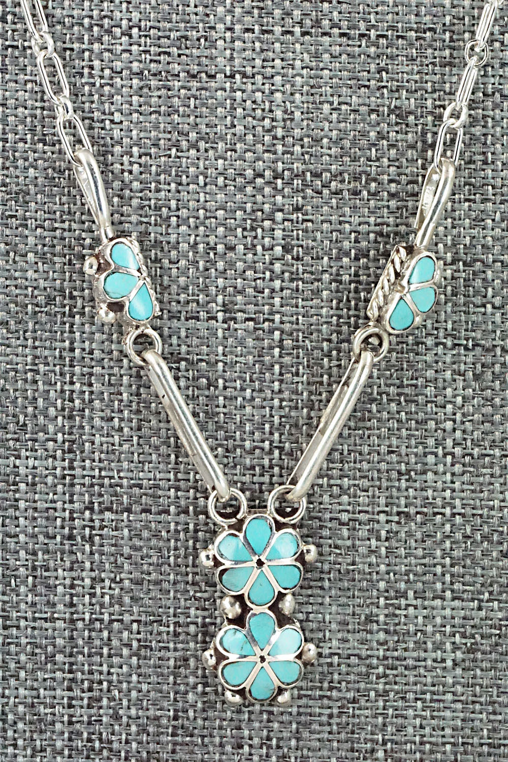 Turquoise & Sterling Silver Inlay Necklace - Bernadette Hattie