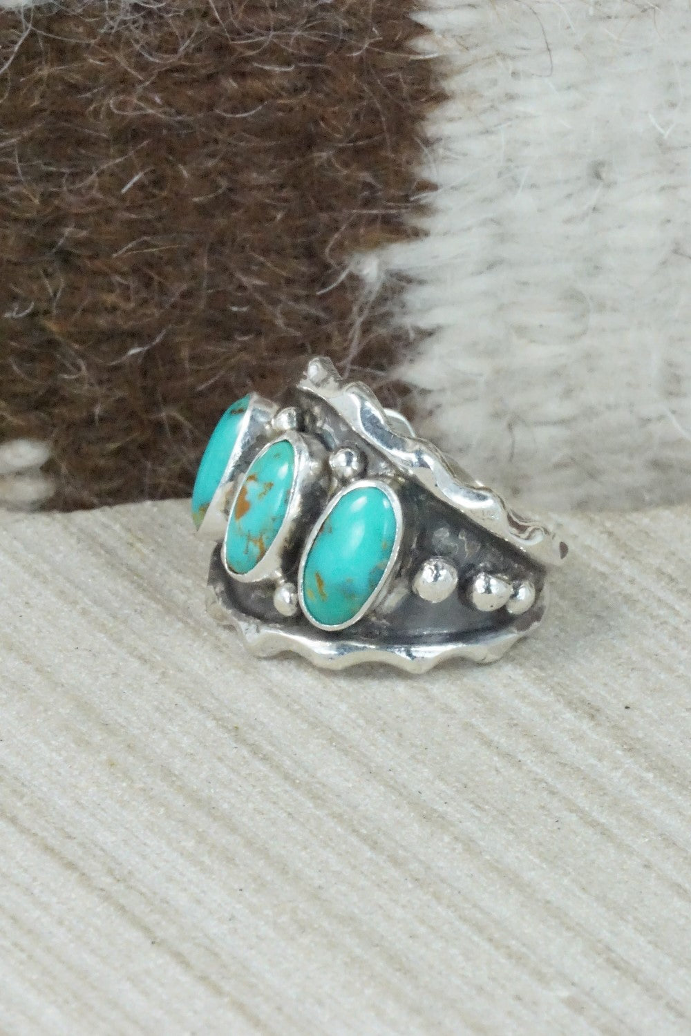 Turquoise & Sterling Silver Ring - Andrew Vandever - Size 8.5