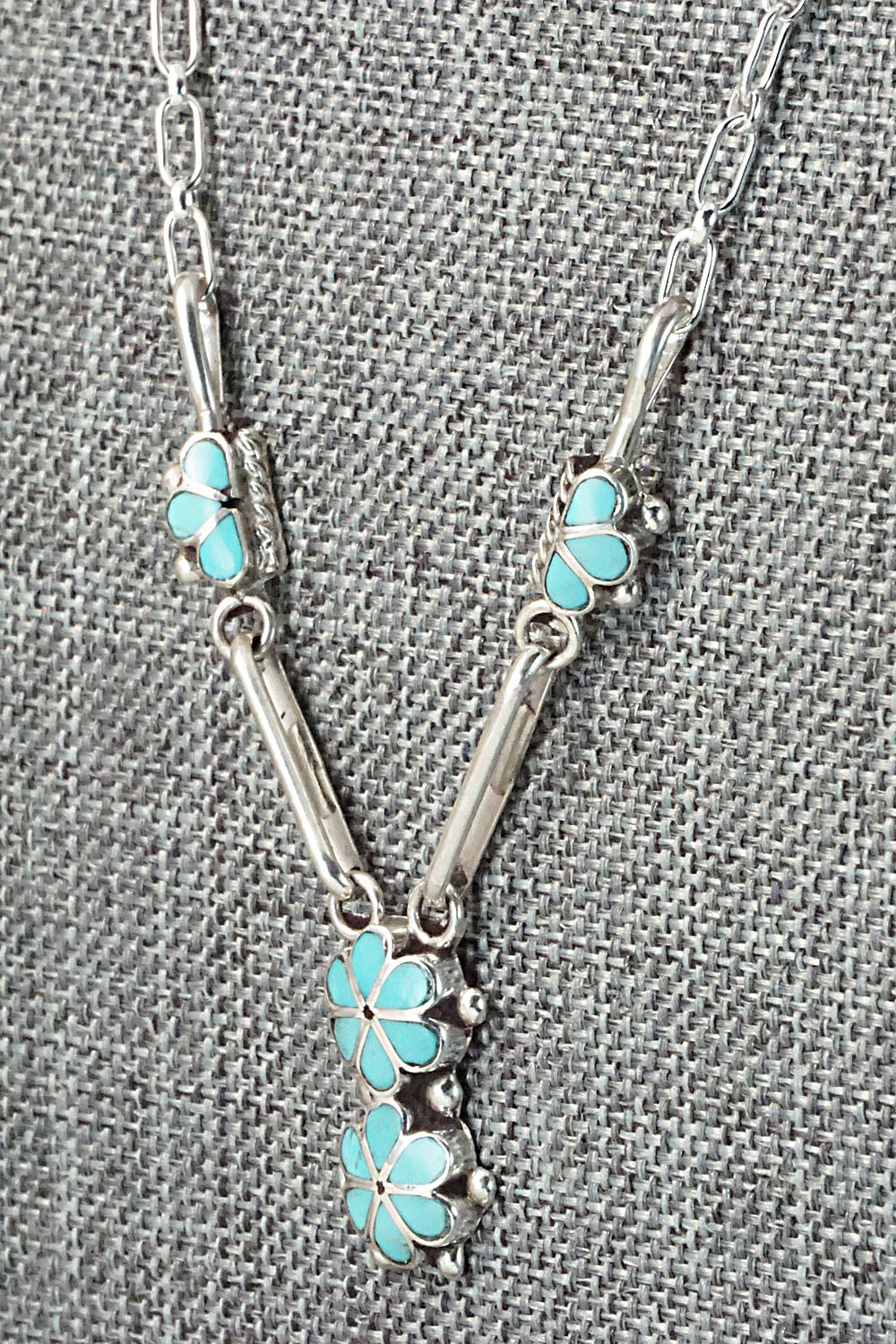 Turquoise & Sterling Silver Inlay Necklace - Bernadette Hattie