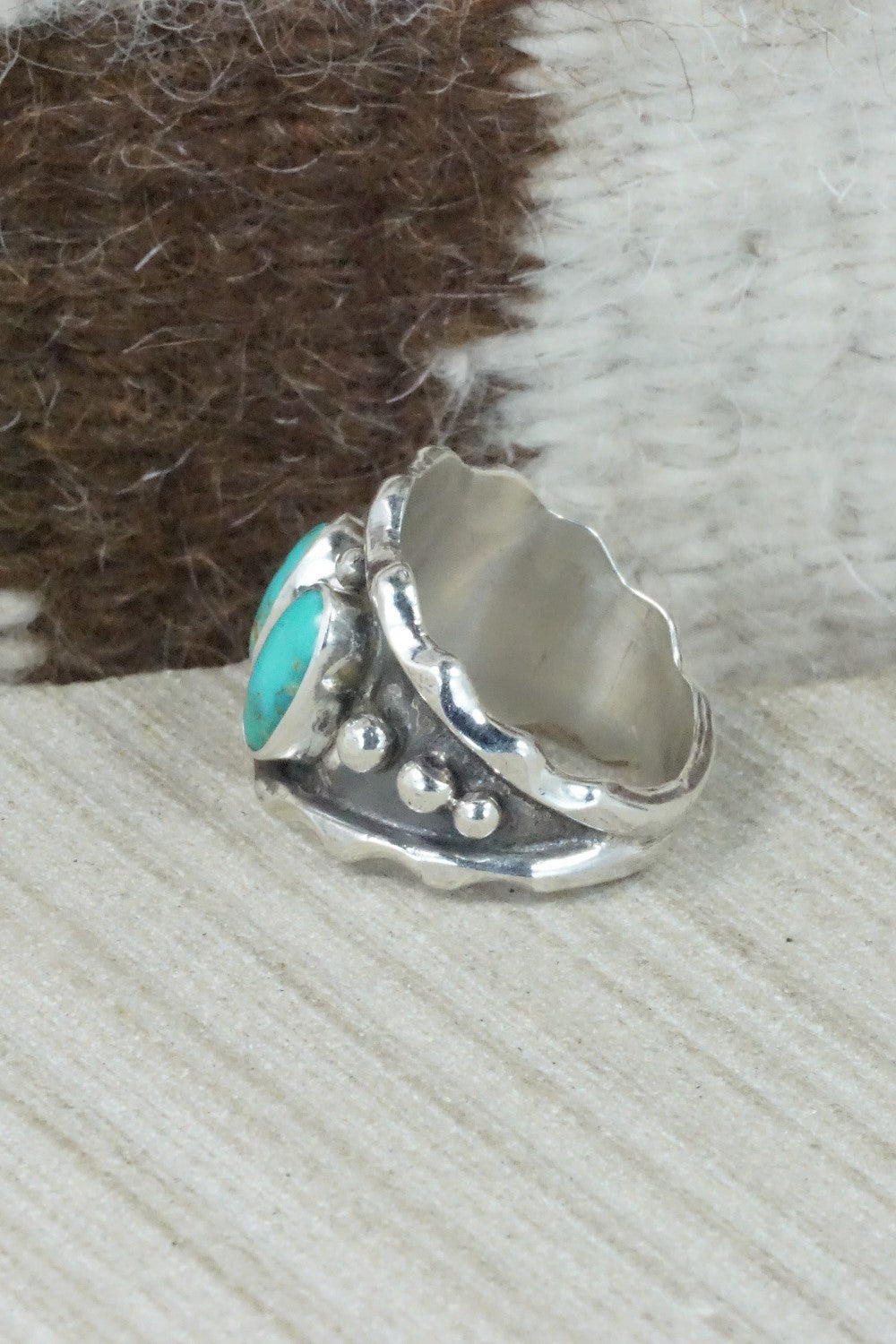 Turquoise & Sterling Silver Ring - Andrew Vandever - Size 8.5