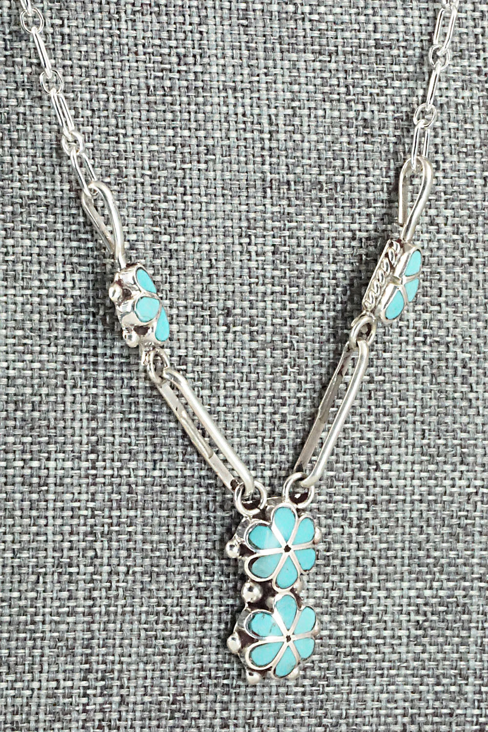 Turquoise & Sterling Silver Inlay Necklace - Bernadette Hattie