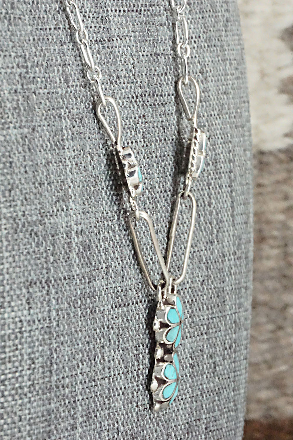 Turquoise & Sterling Silver Inlay Necklace - Bernadette Hattie