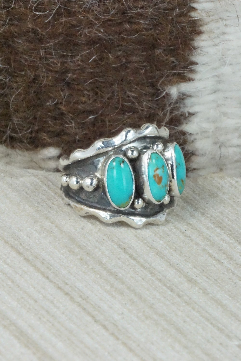 Turquoise & Sterling Silver Ring - Andrew Vandever - Size 8.5