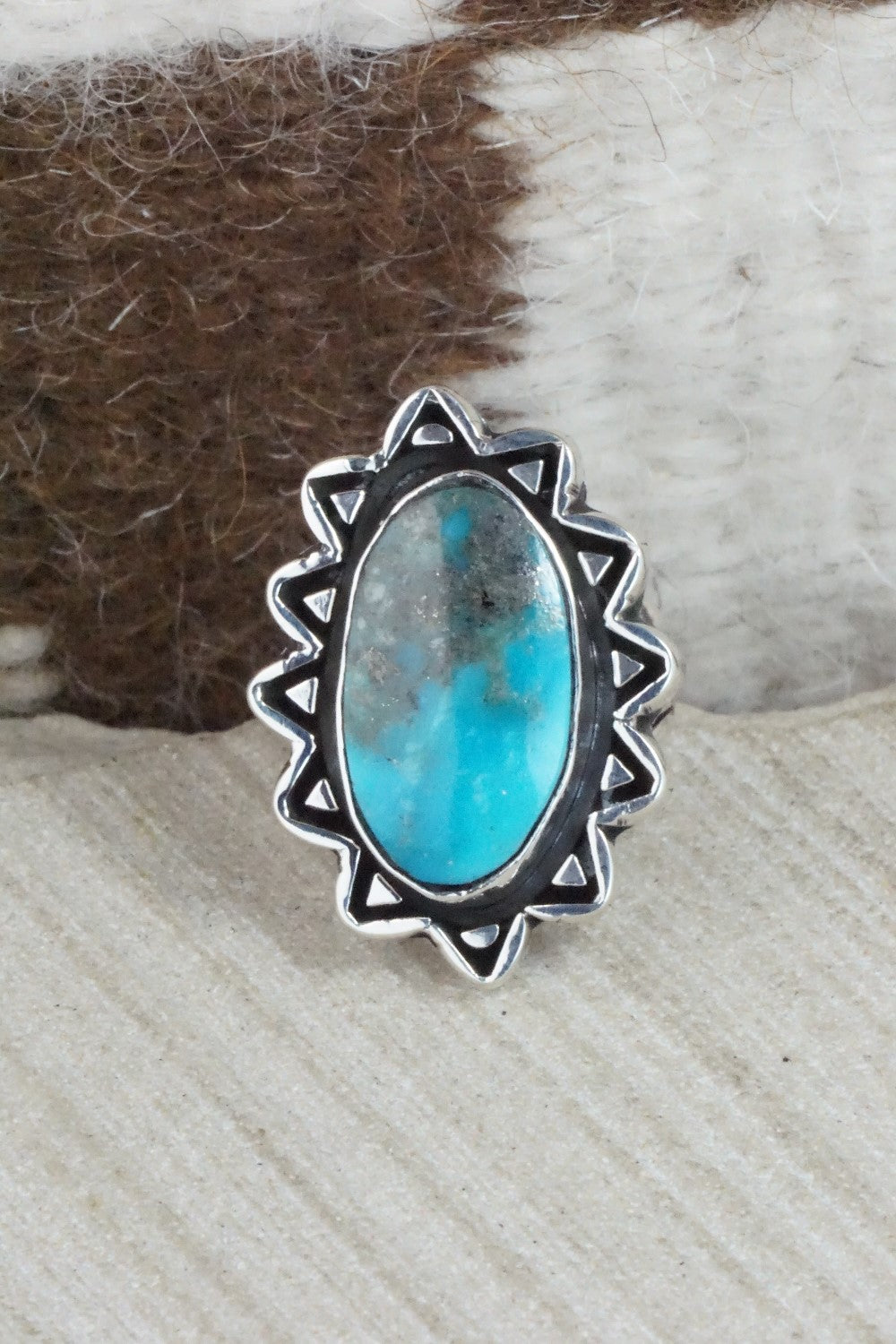 Turquoise & Sterling Silver Ring - David Lopez - Size 5.75