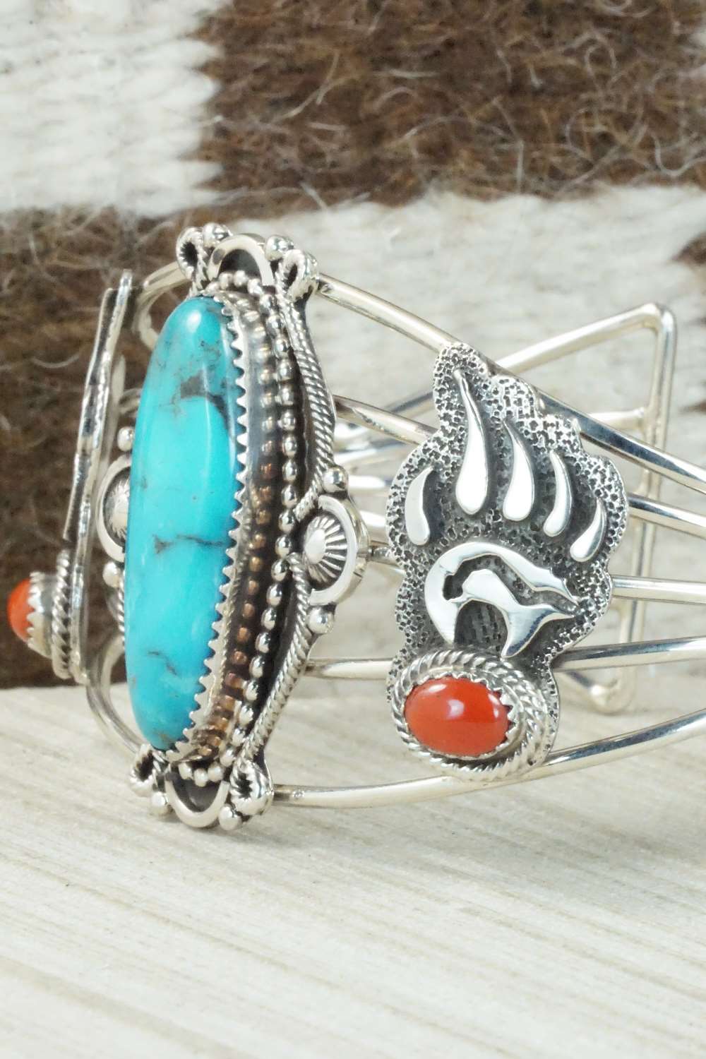 Turquoise and Sterling Silver Bracelet - Navajo