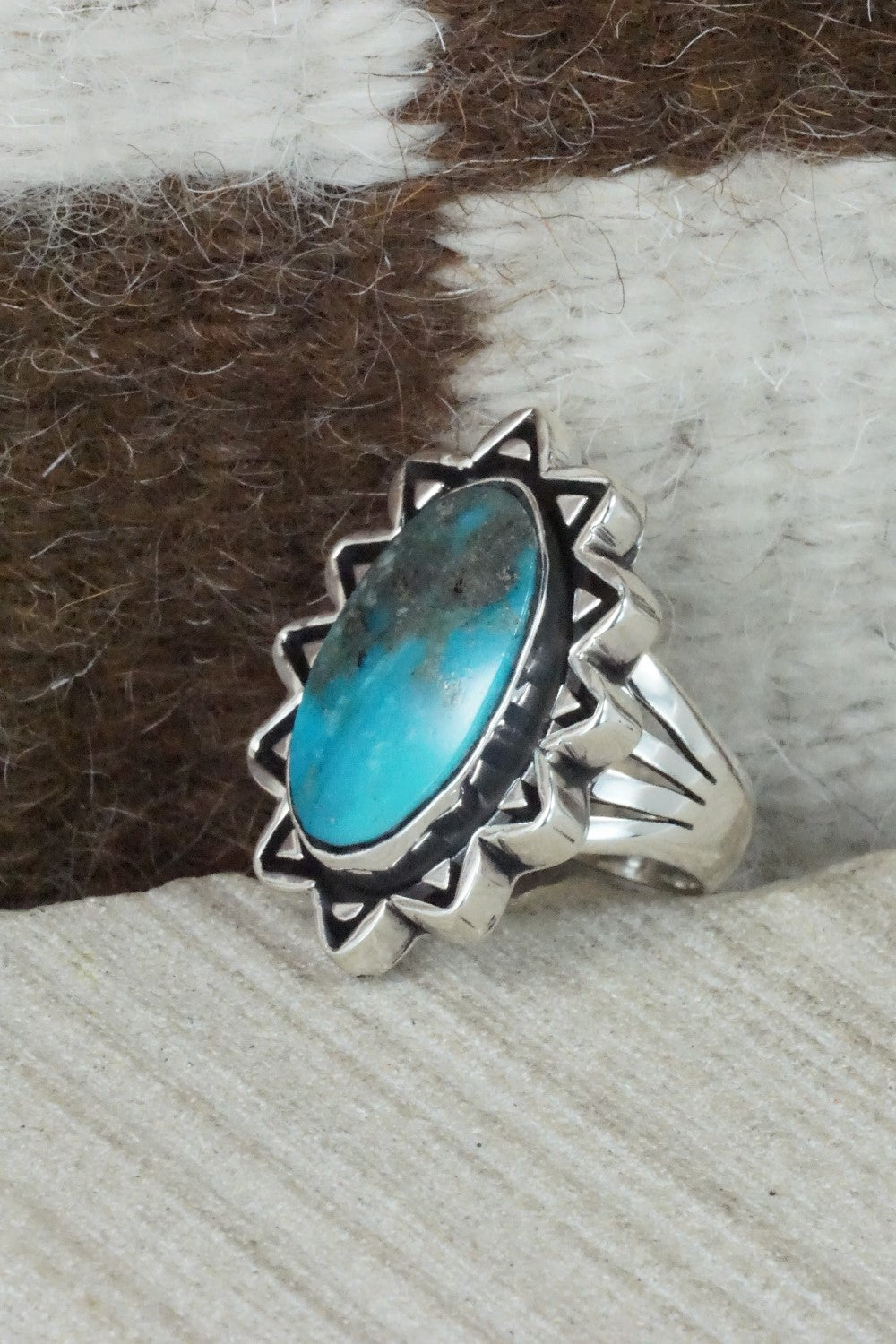 Turquoise & Sterling Silver Ring - David Lopez - Size 5.75