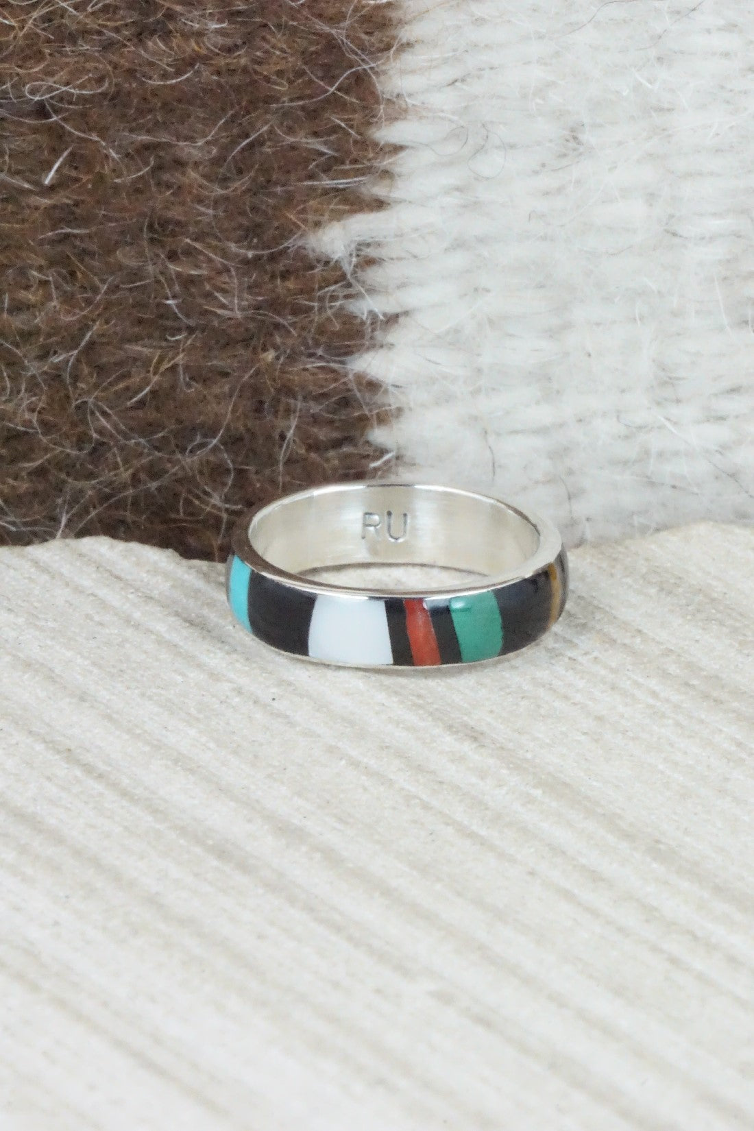 Multi Stone & Sterling Silver Ring - Rose Ukestine - Size 6.5